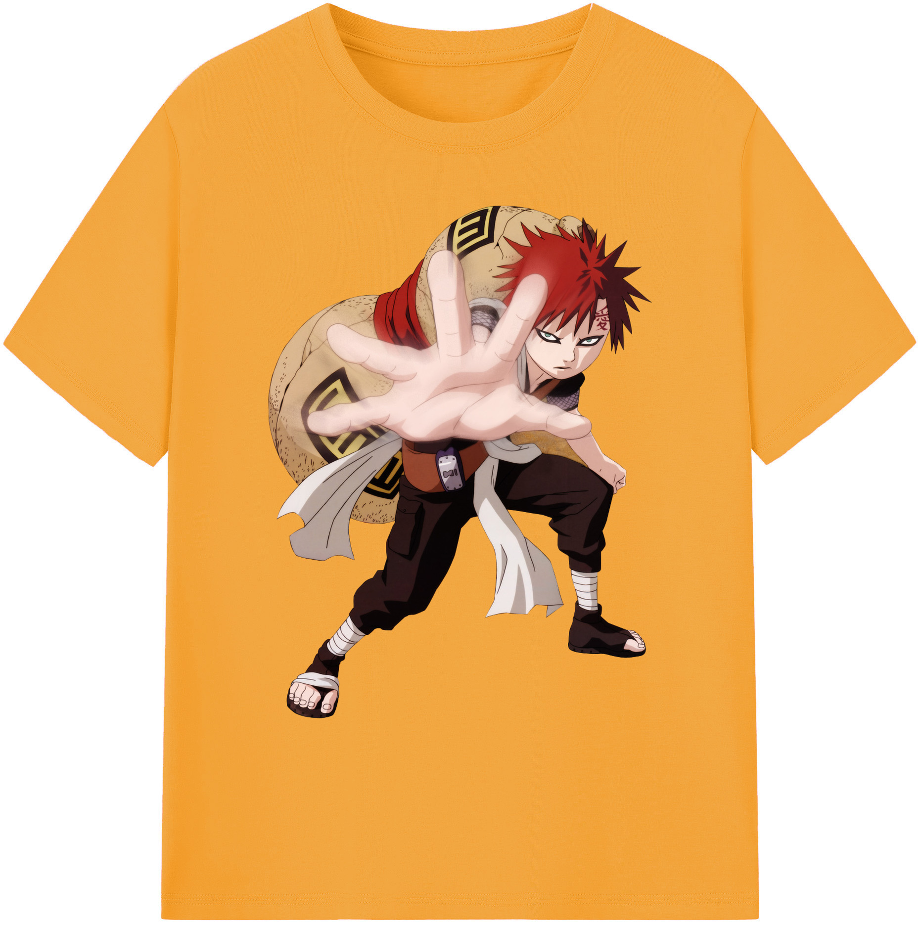 （画像用） NARUTO -ナルト- ガアラ Gaara 綿100％ メンズ半袖Tシャツ｜肌触りやわらか＆通気性