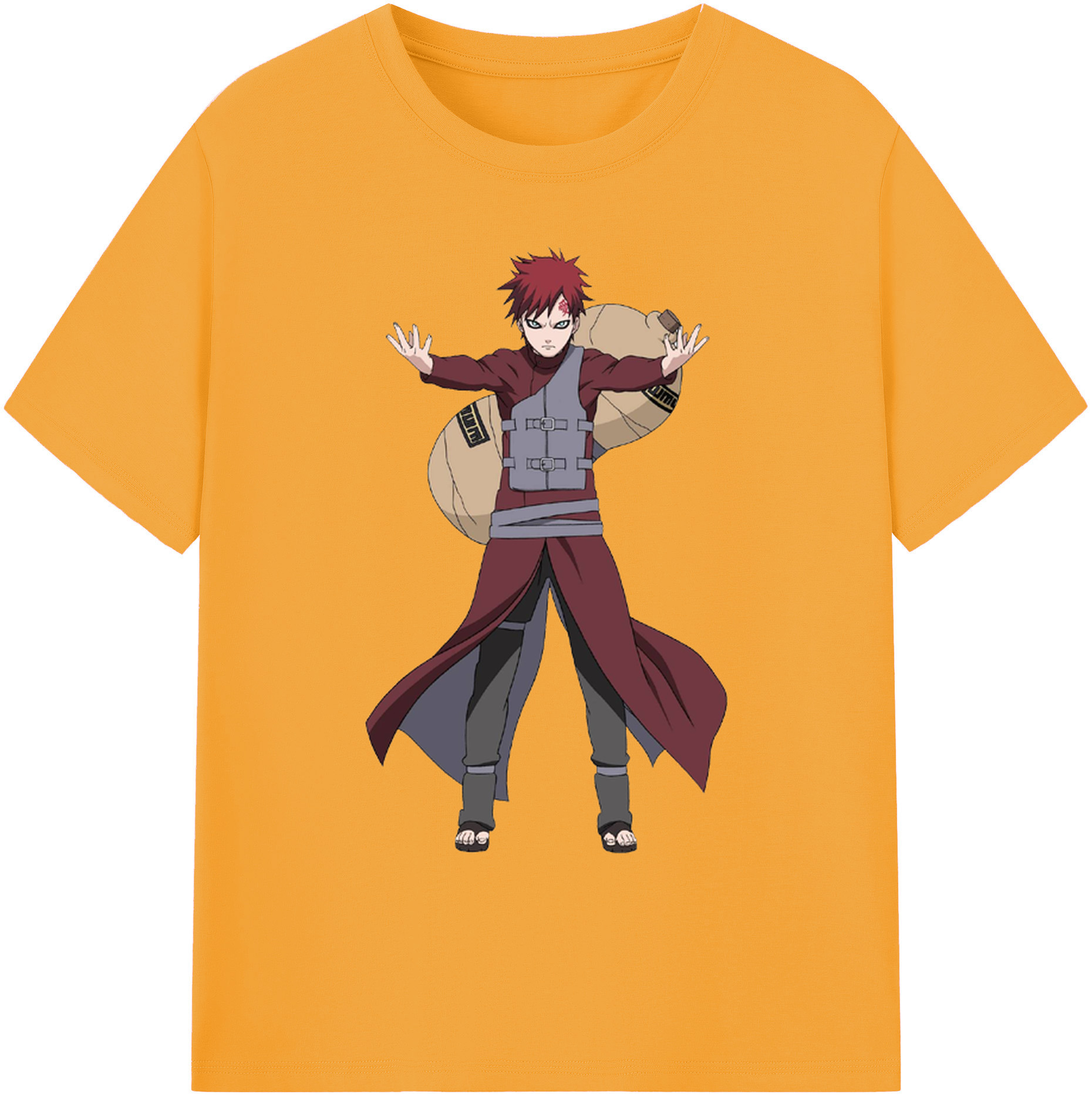 （画像用） NARUTO -ナルト- ガアラ Gaara 綿100％ メンズ半袖Tシャツ｜肌触りやわらか＆通気性