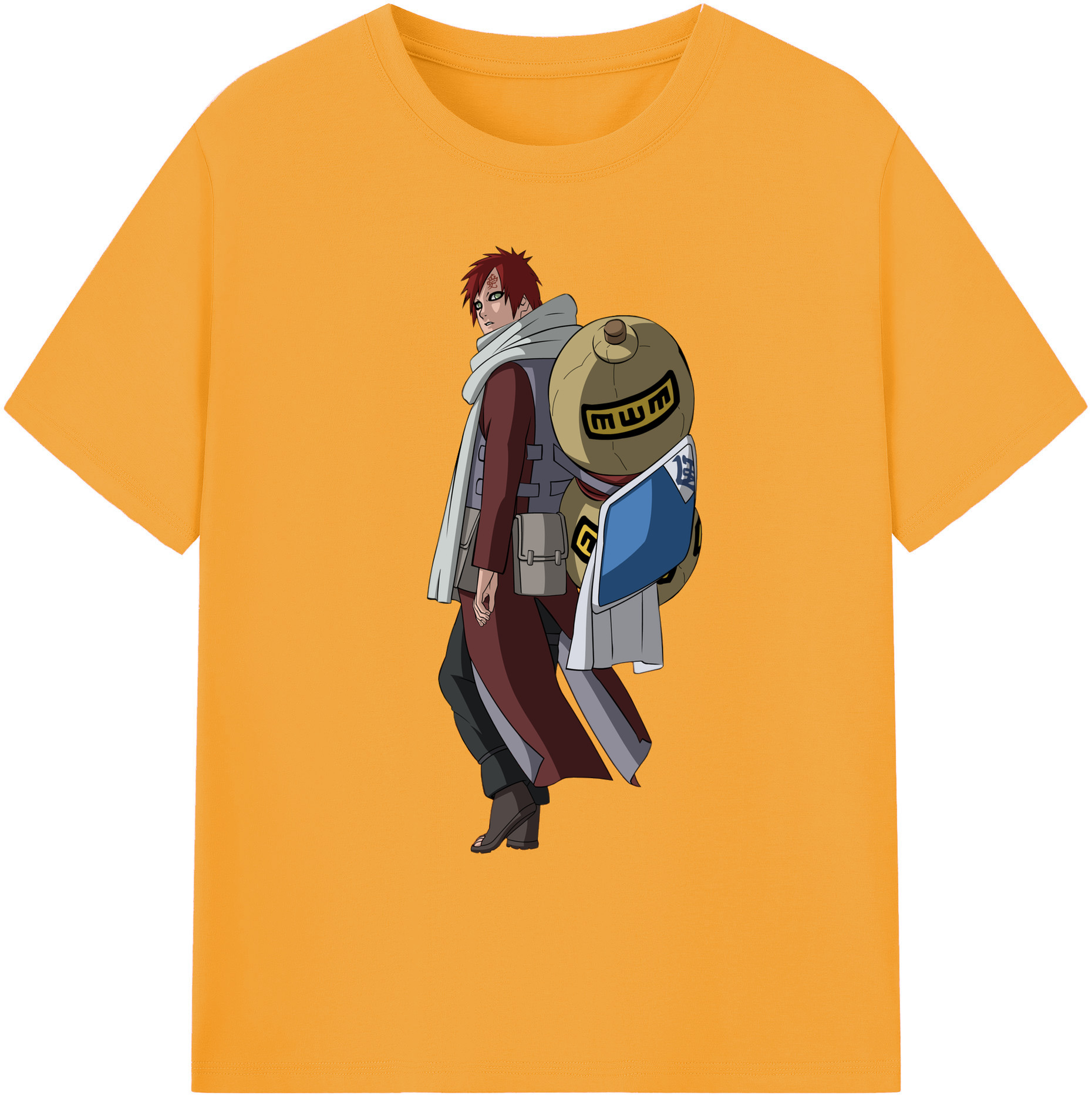 （画像用） NARUTO -ナルト- ガアラ Gaara 綿100％ メンズ半袖Tシャツ｜肌触りやわらか＆通気性