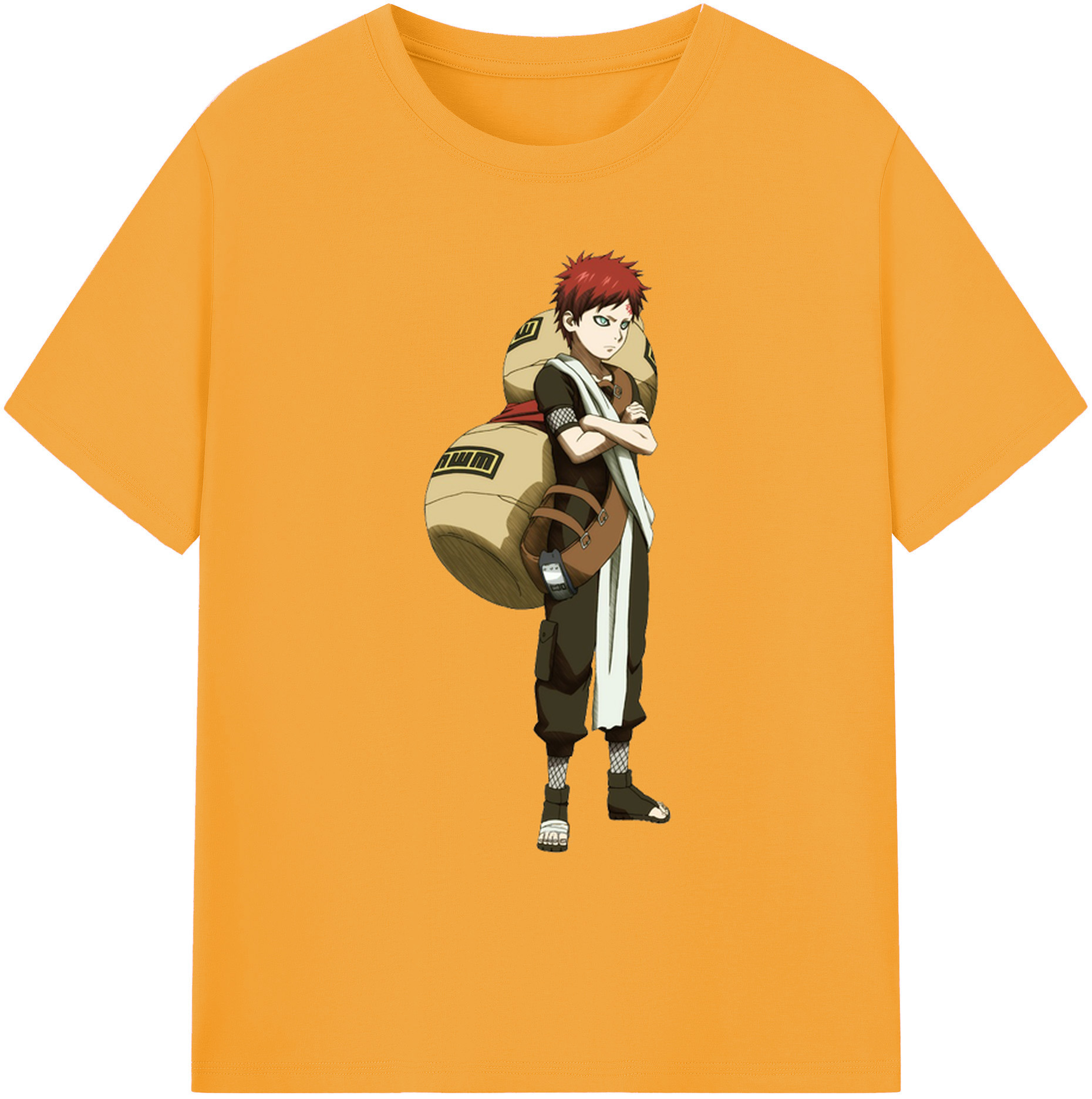（画像用） NARUTO -ナルト- ガアラ Gaara 綿100％ メンズ半袖Tシャツ｜肌触りやわらか＆通気性