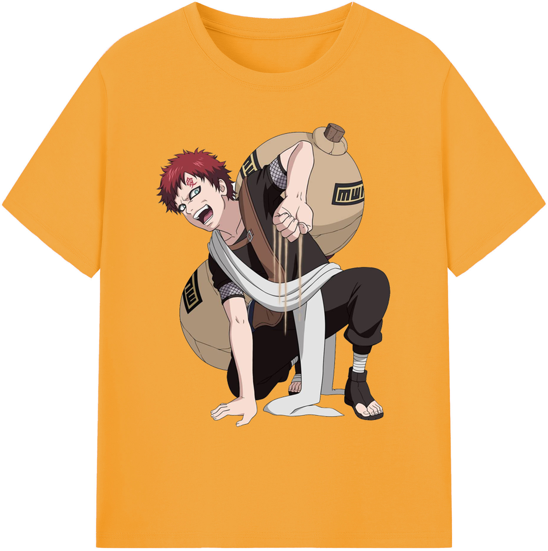 （画像用） NARUTO -ナルト- ガアラ Gaara 綿100％ メンズ半袖Tシャツ｜肌触りやわらか＆通気性