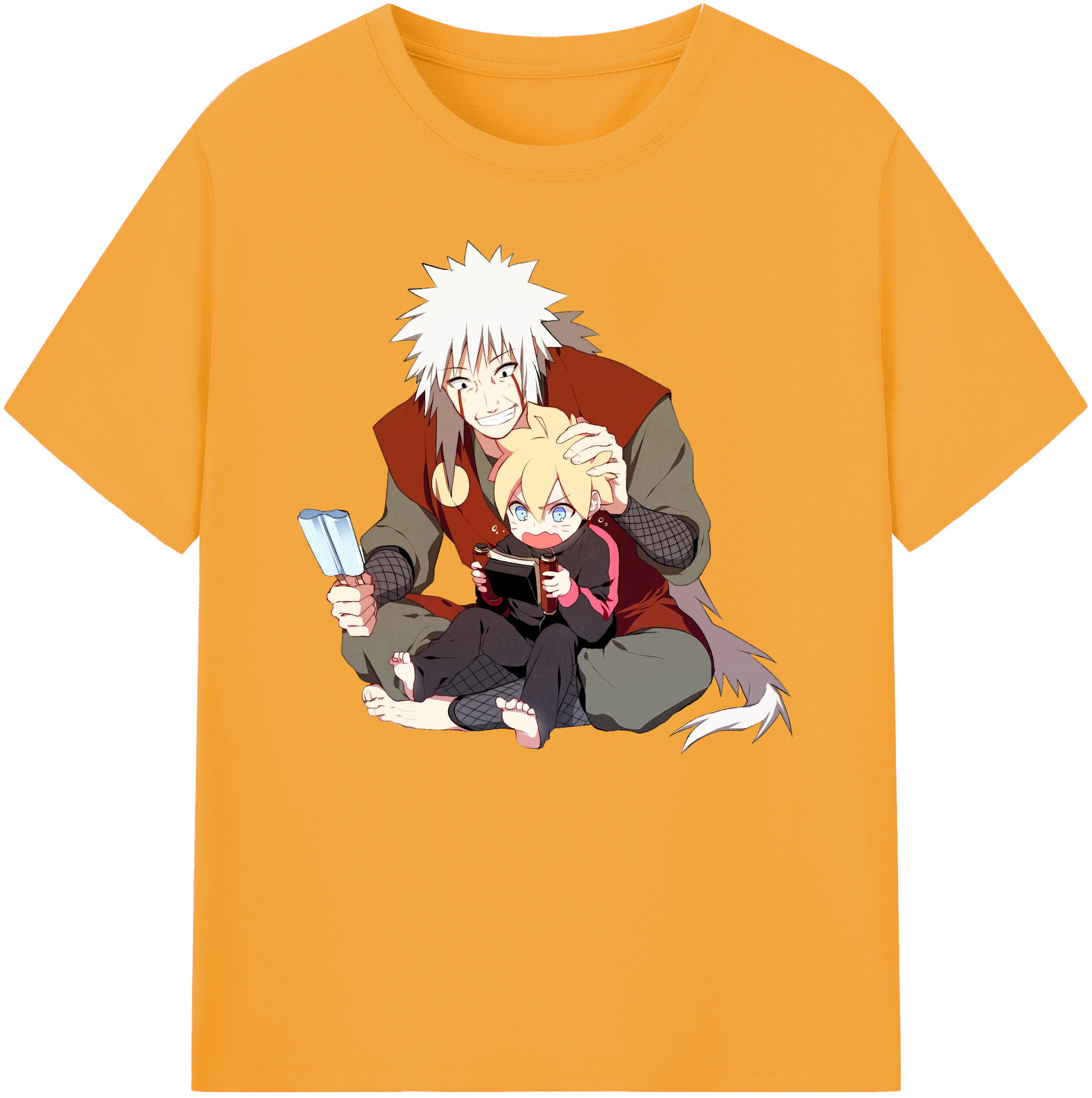 （画像用） NARUTO -ナルト- 自来也（じらいや） Jiraiya 綿100％ メンズ半袖Tシャツ｜肌触りやわらか＆通気性