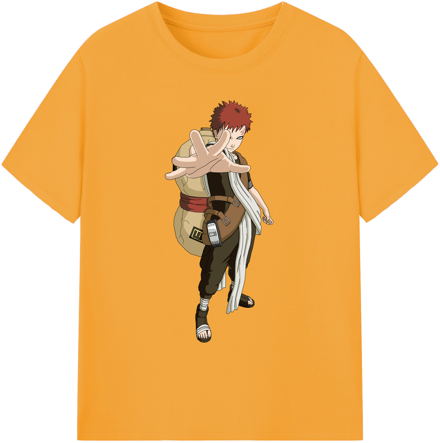 （画像用） NARUTO -ナルト- ガアラ Gaara 綿100％ メンズ半袖Tシャツ｜肌触りやわらか＆通気性