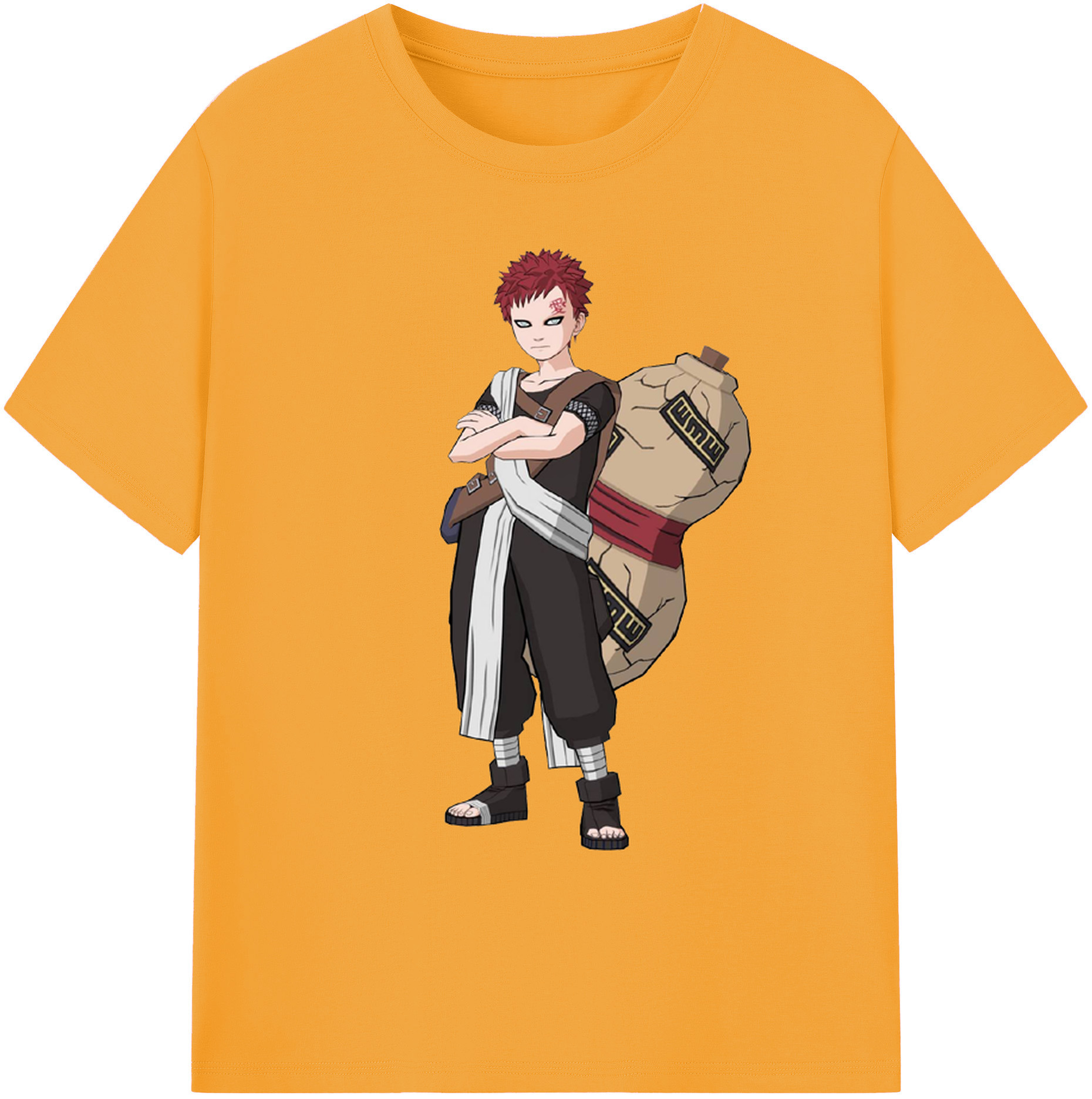 （画像用） NARUTO -ナルト- ガアラ Gaara 綿100％ メンズ半袖Tシャツ｜肌触りやわらか＆通気性