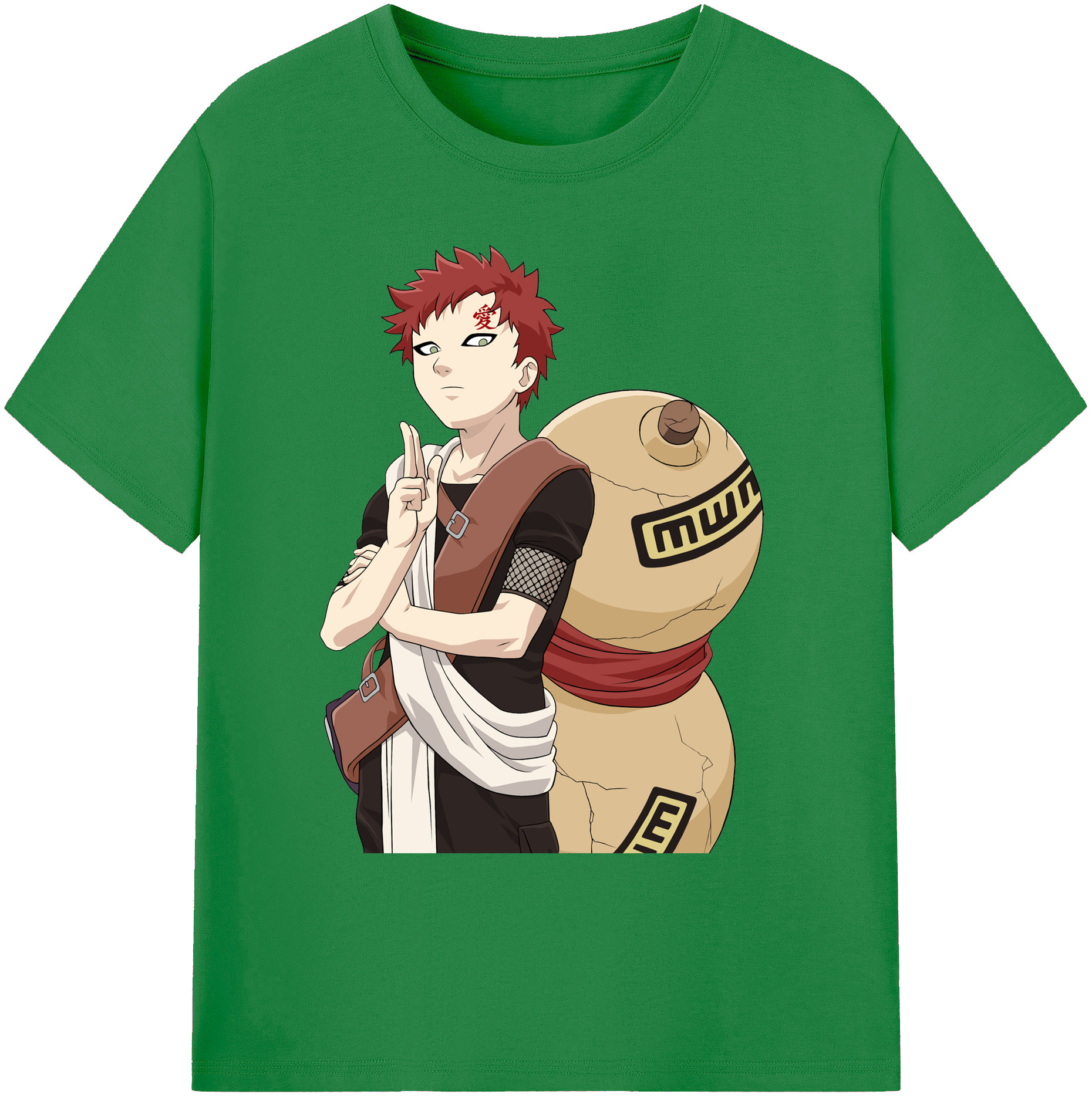 （画像用） NARUTO -ナルト- ガアラ Gaara 綿100％ メンズ半袖Tシャツ｜肌触りやわらか＆通気性