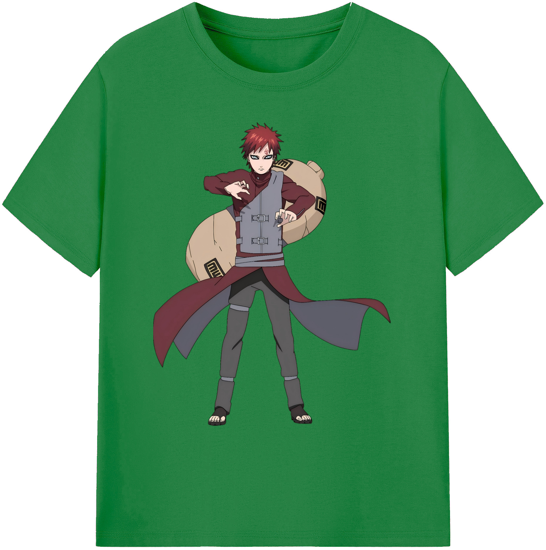 （画像用） NARUTO -ナルト- ガアラ Gaara 綿100％ メンズ半袖Tシャツ｜肌触りやわらか＆通気性
