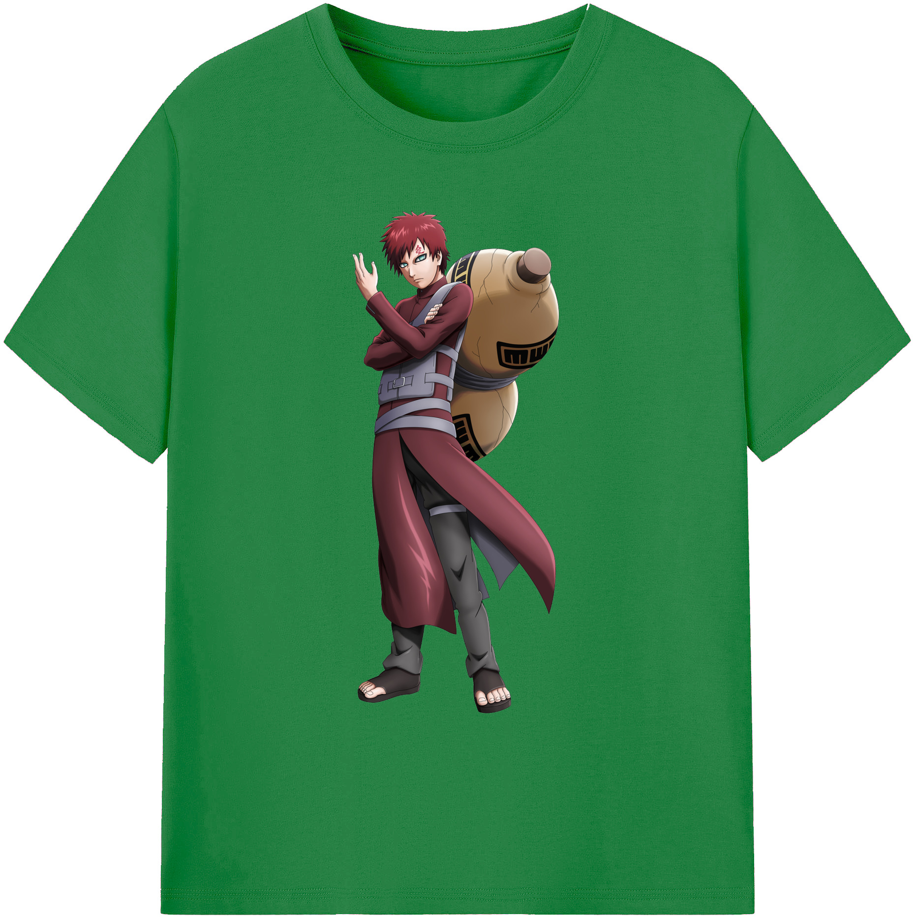 （画像用） NARUTO -ナルト- ガアラ Gaara 綿100％ メンズ半袖Tシャツ｜肌触りやわらか＆通気性