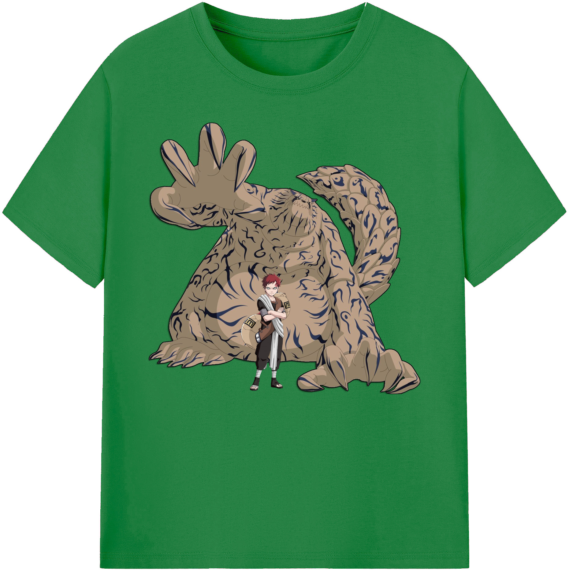 （画像用） NARUTO -ナルト- ガアラ Gaara 綿100％ メンズ半袖Tシャツ｜肌触りやわらか＆通気性