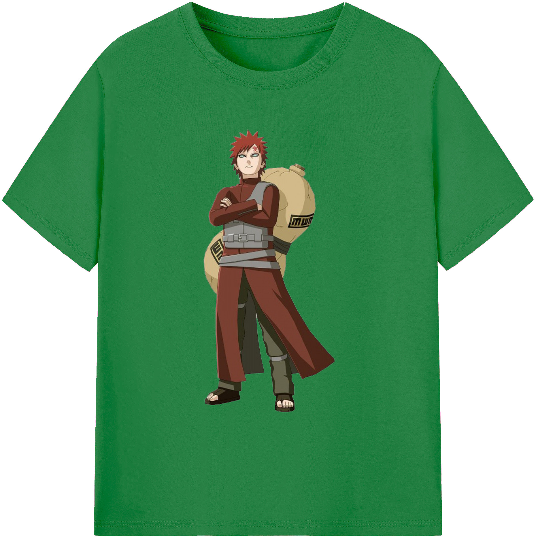 （画像用） NARUTO -ナルト- ガアラ Gaara 綿100％ メンズ半袖Tシャツ｜肌触りやわらか＆通気性