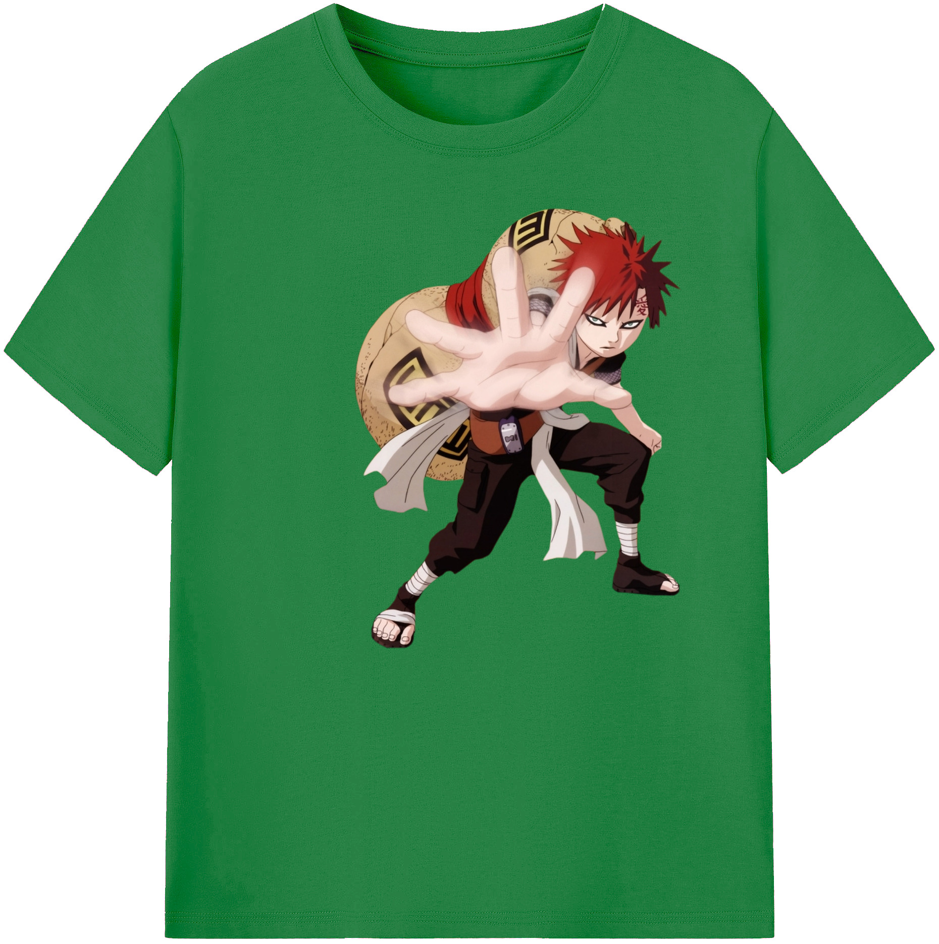 （画像用） NARUTO -ナルト- ガアラ Gaara 綿100％ メンズ半袖Tシャツ｜肌触りやわらか＆通気性