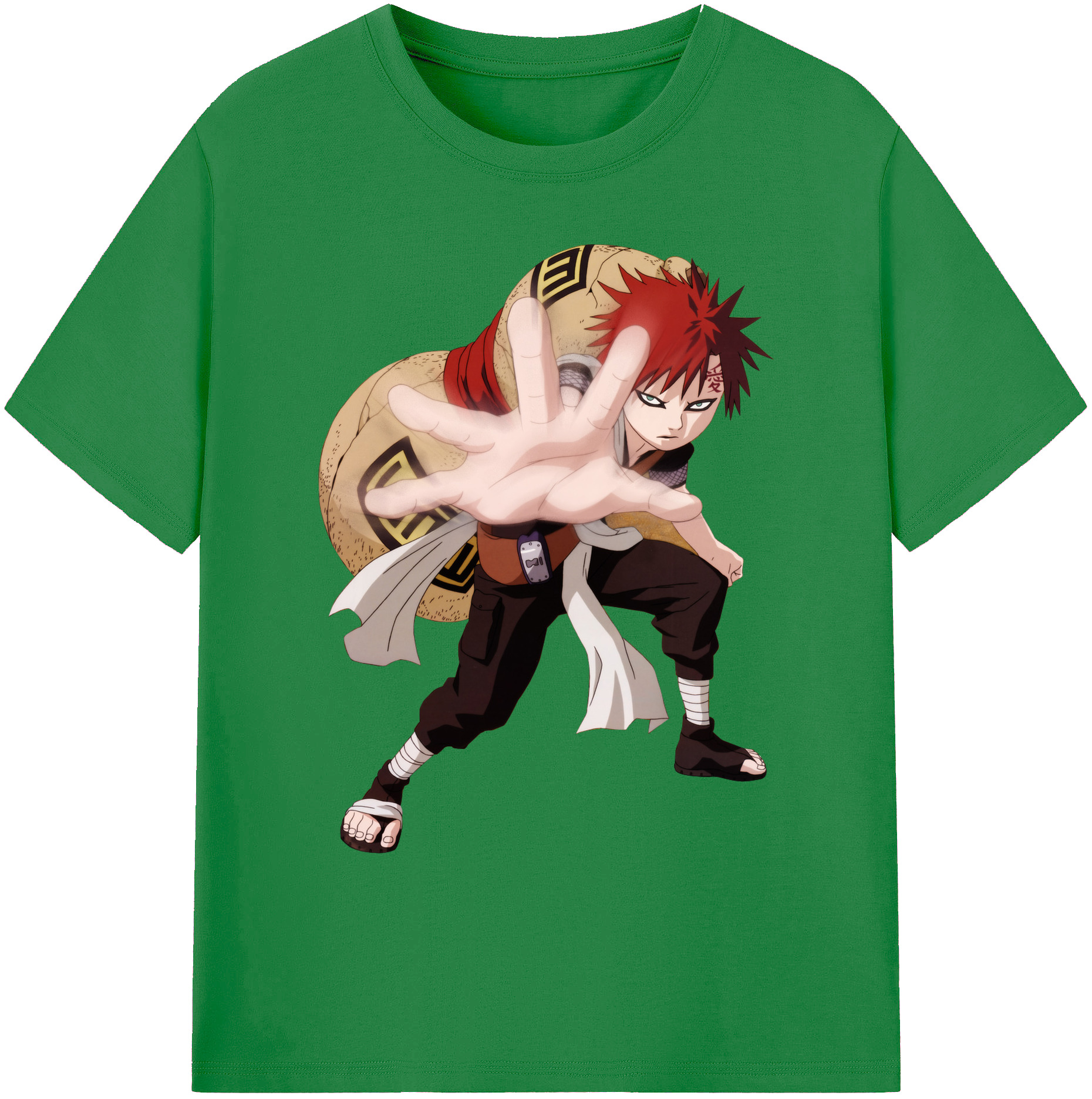（画像用） NARUTO -ナルト- ガアラ Gaara 綿100％ メンズ半袖Tシャツ｜肌触りやわらか＆通気性