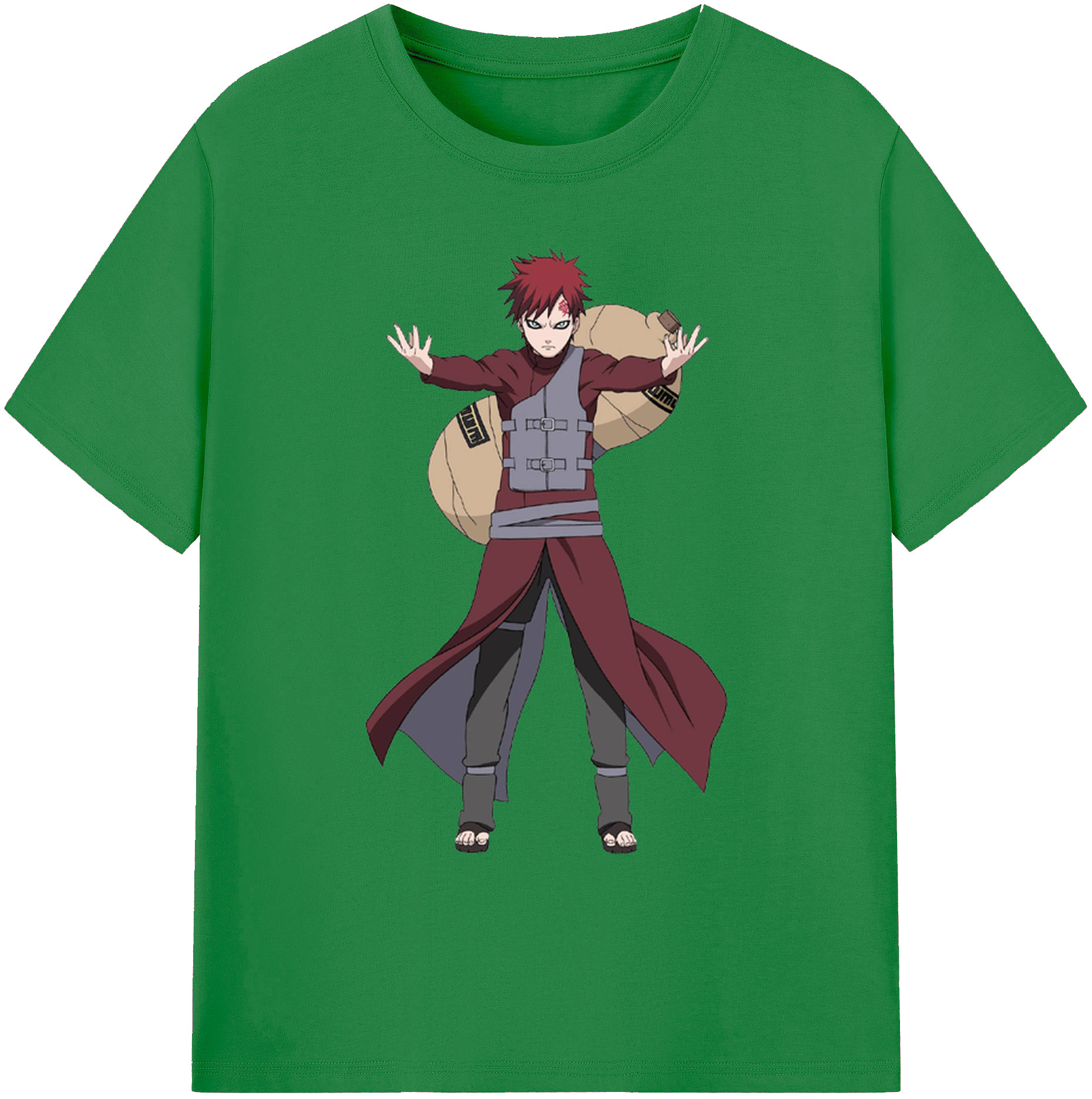 （画像用） NARUTO -ナルト- ガアラ Gaara 綿100％ メンズ半袖Tシャツ｜肌触りやわらか＆通気性