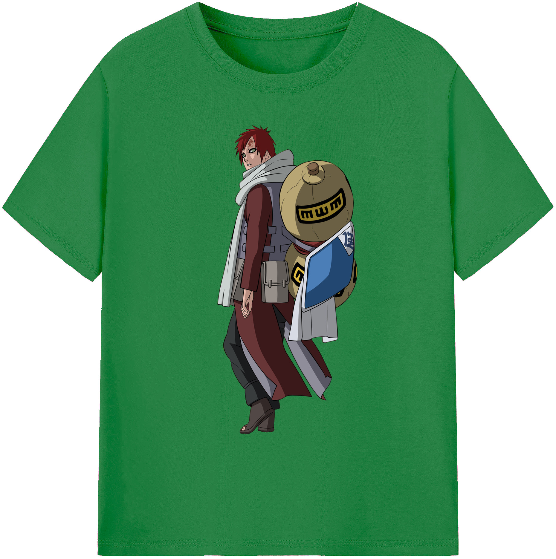 （画像用） NARUTO -ナルト- ガアラ Gaara 綿100％ メンズ半袖Tシャツ｜肌触りやわらか＆通気性