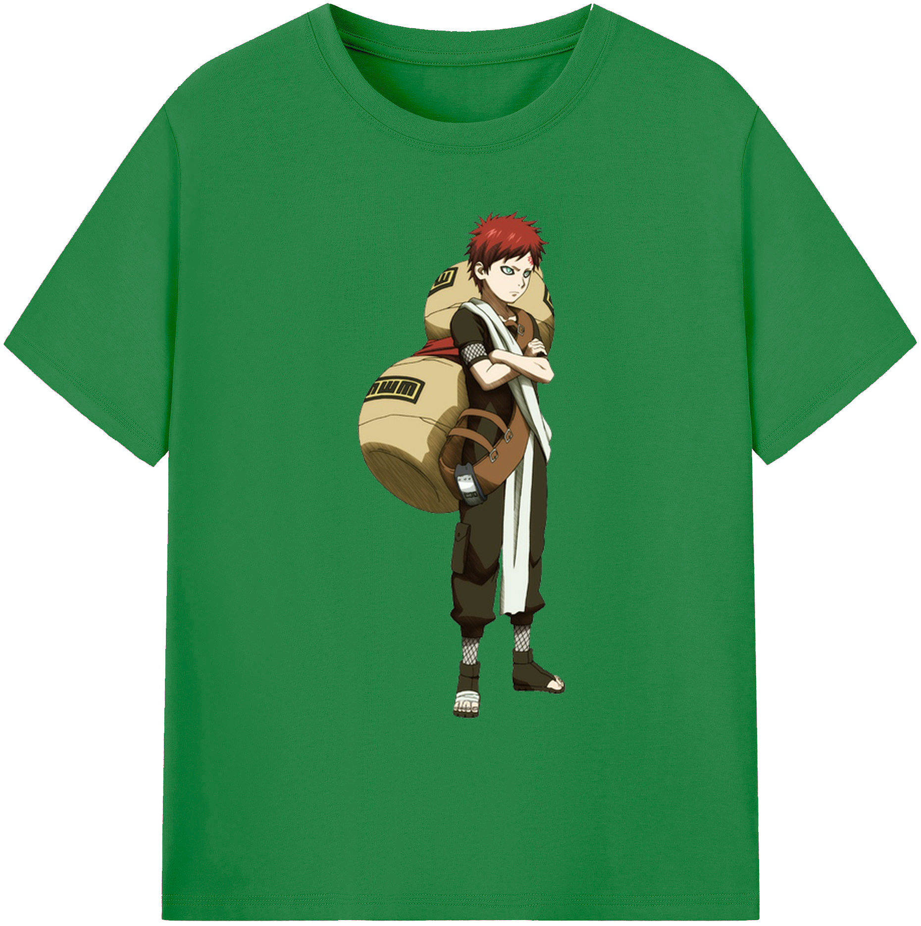 （画像用） NARUTO -ナルト- ガアラ Gaara 綿100％ メンズ半袖Tシャツ｜肌触りやわらか＆通気性