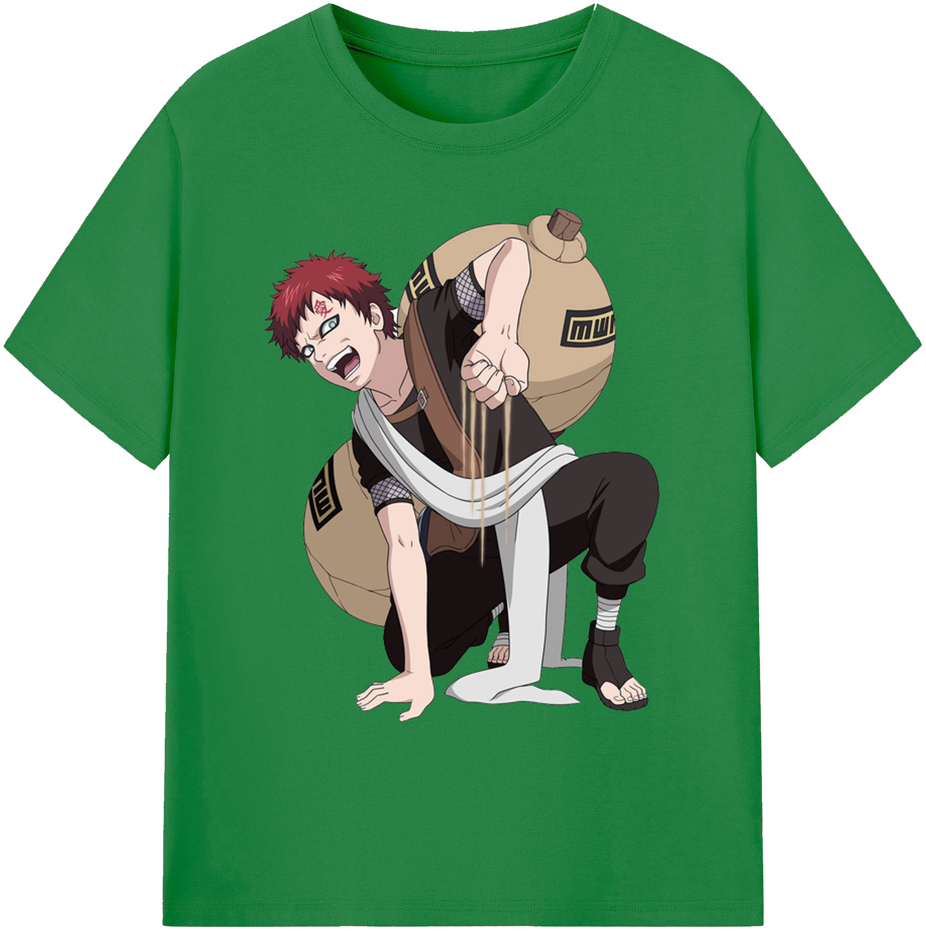 （画像用） NARUTO -ナルト- ガアラ Gaara 綿100％ メンズ半袖Tシャツ｜肌触りやわらか＆通気性
