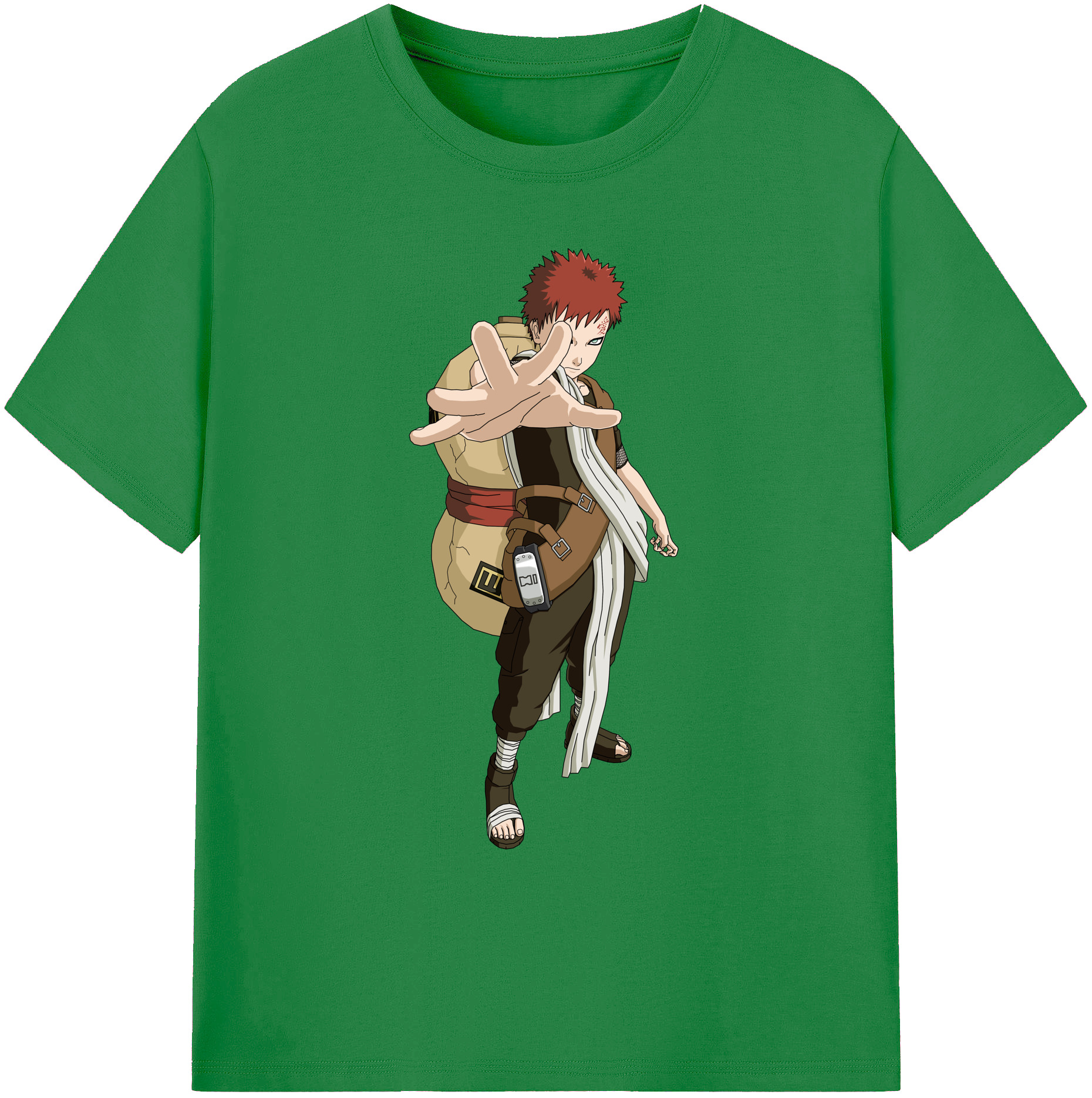 （画像用） NARUTO -ナルト- ガアラ Gaara 綿100％ メンズ半袖Tシャツ｜肌触りやわらか＆通気性