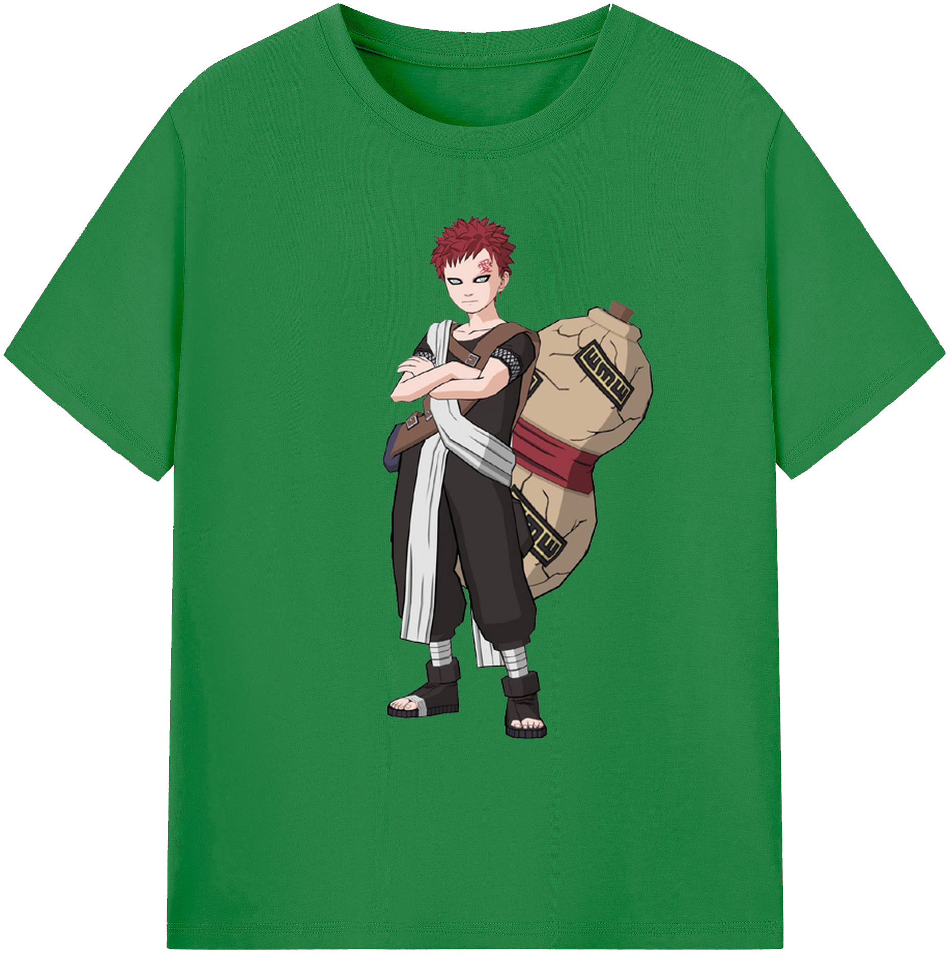 （画像用） NARUTO -ナルト- ガアラ Gaara 綿100％ メンズ半袖Tシャツ｜肌触りやわらか＆通気性