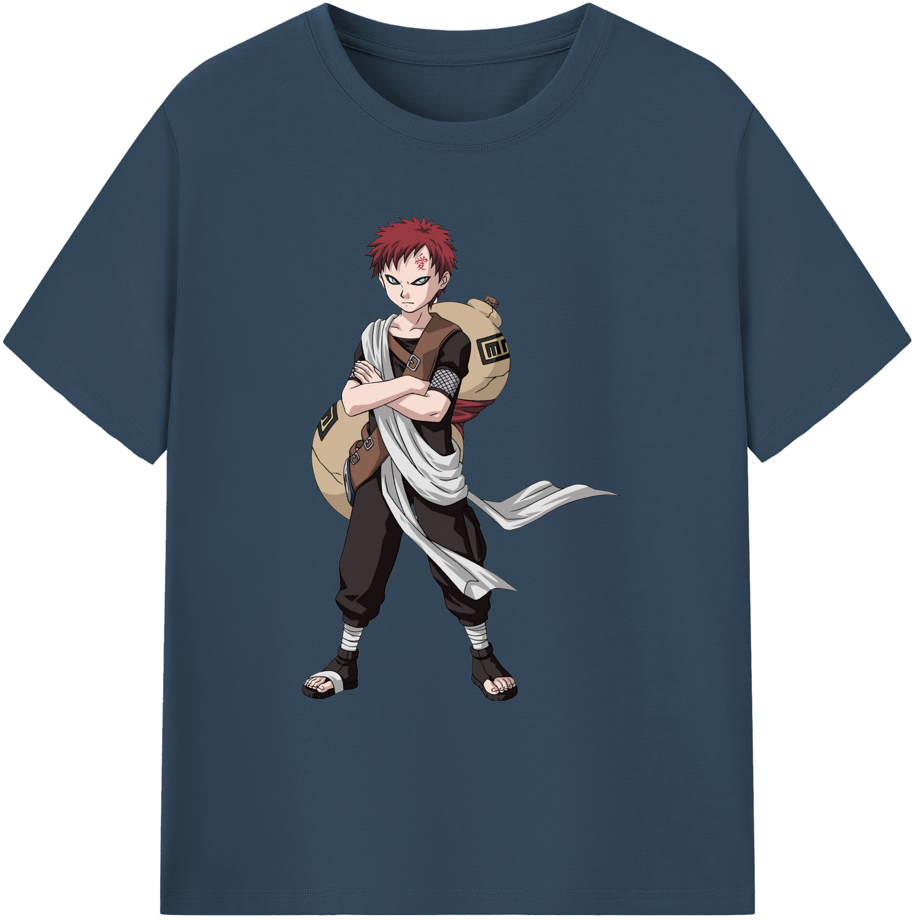 （画像用） NARUTO -ナルト- ガアラ Gaara 綿100％ メンズ半袖Tシャツ｜肌触りやわらか＆通気性