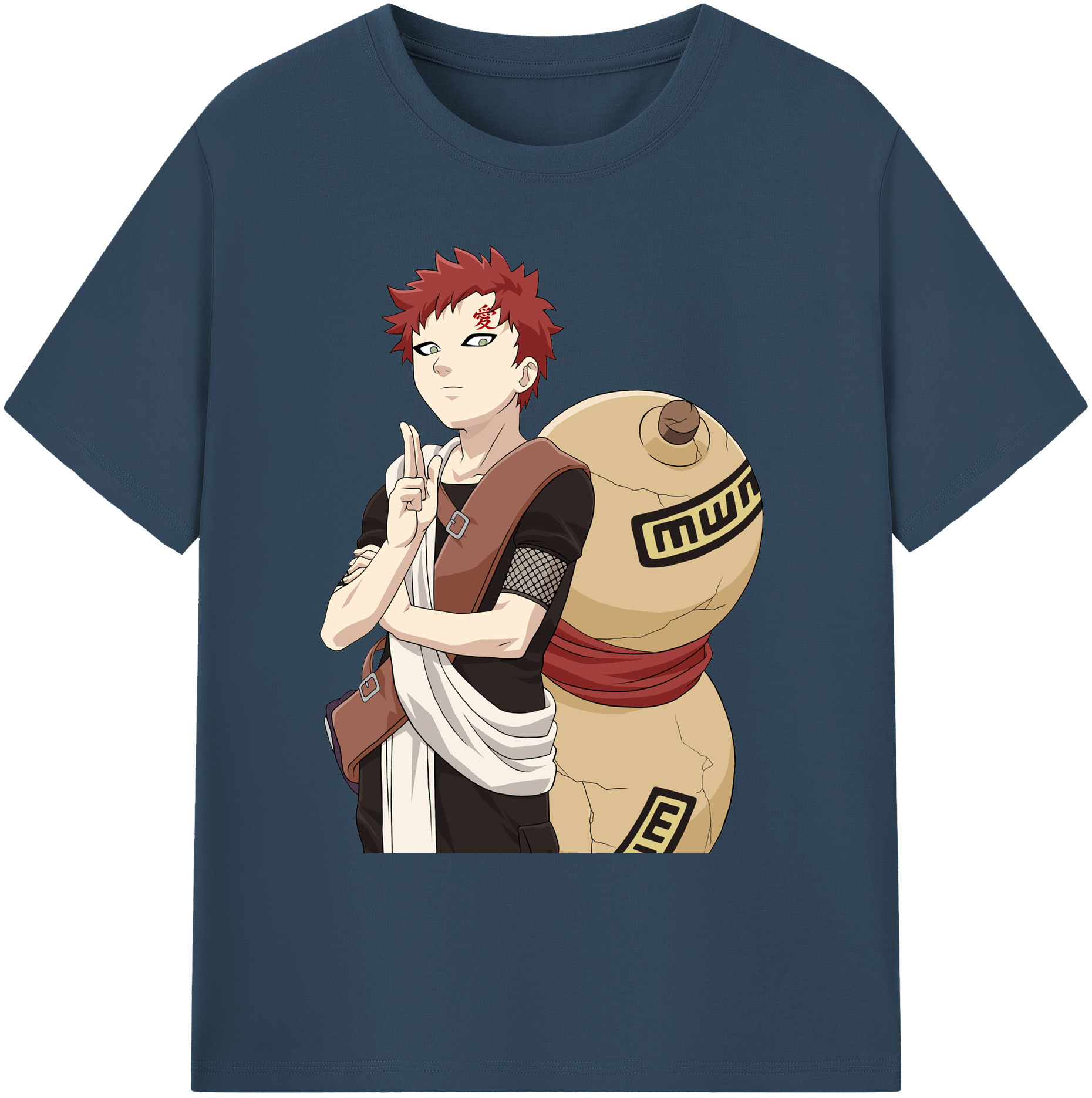 （画像用） NARUTO -ナルト- ガアラ Gaara 綿100％ メンズ半袖Tシャツ｜肌触りやわらか＆通気性
