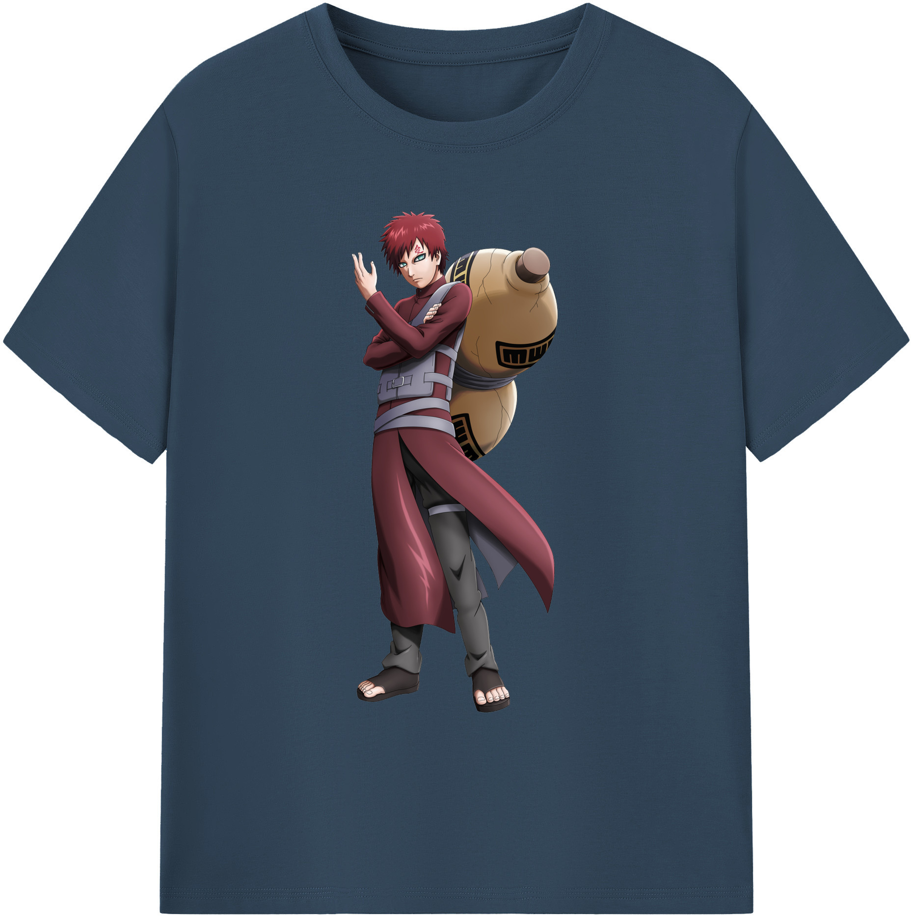 （画像用） NARUTO -ナルト- ガアラ Gaara 綿100％ メンズ半袖Tシャツ｜肌触りやわらか＆通気性