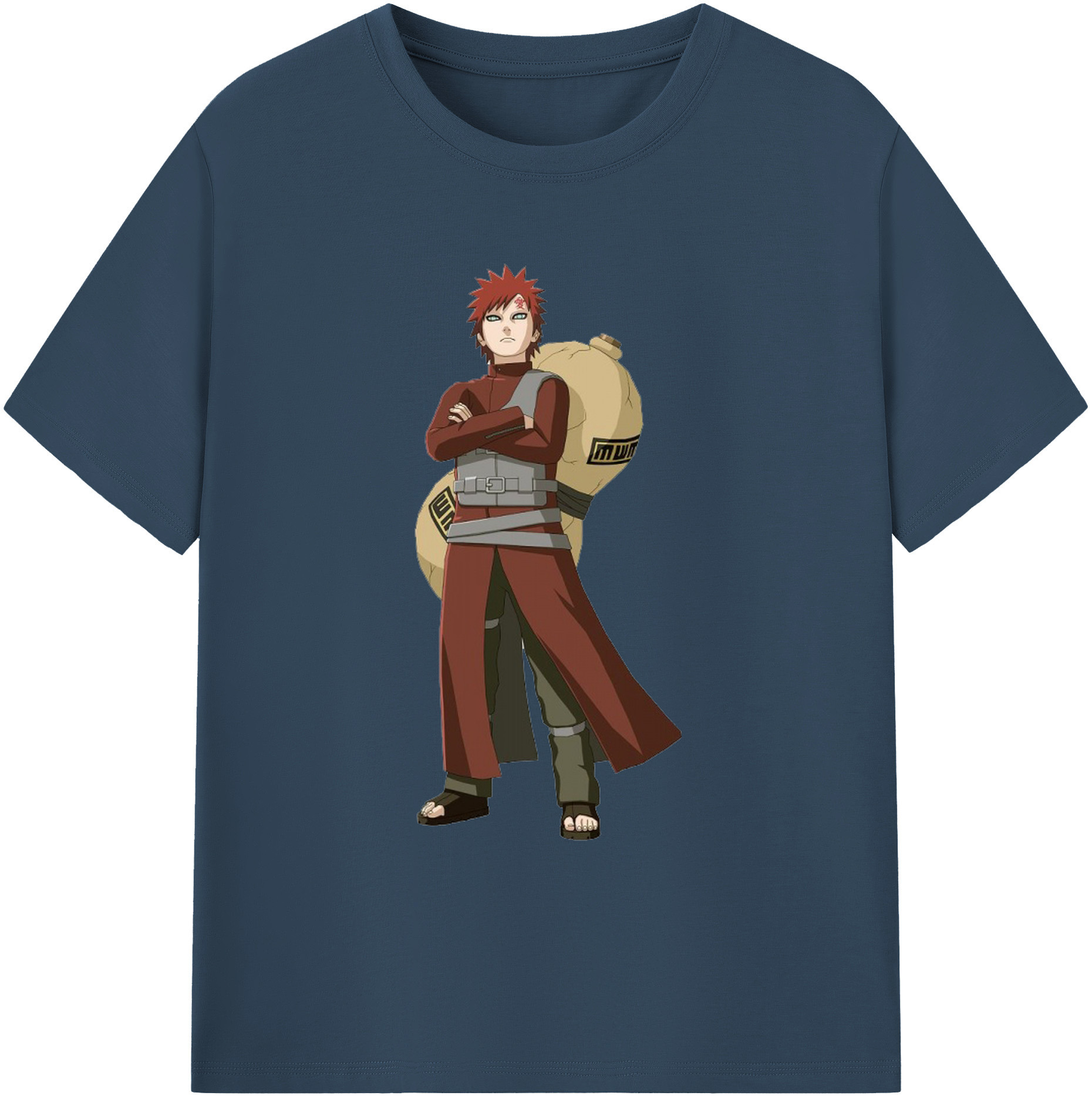 （画像用） NARUTO -ナルト- ガアラ Gaara 綿100％ メンズ半袖Tシャツ｜肌触りやわらか＆通気性
