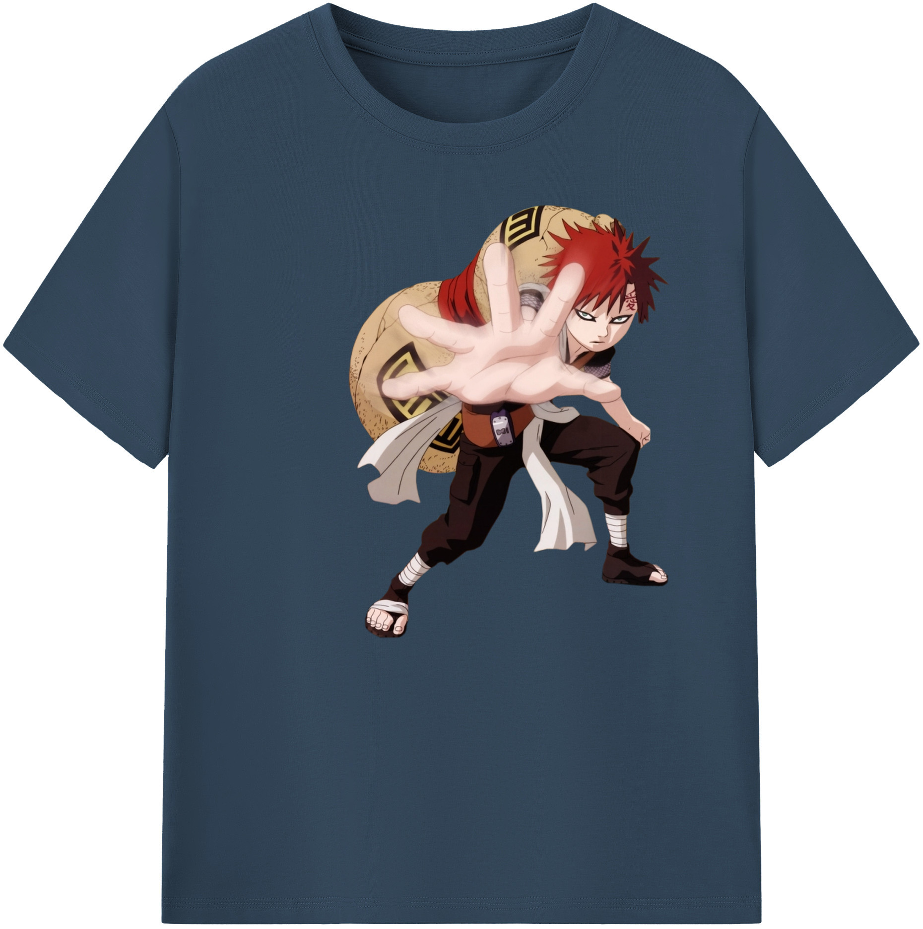 （画像用） NARUTO -ナルト- ガアラ Gaara 綿100％ メンズ半袖Tシャツ｜肌触りやわらか＆通気性