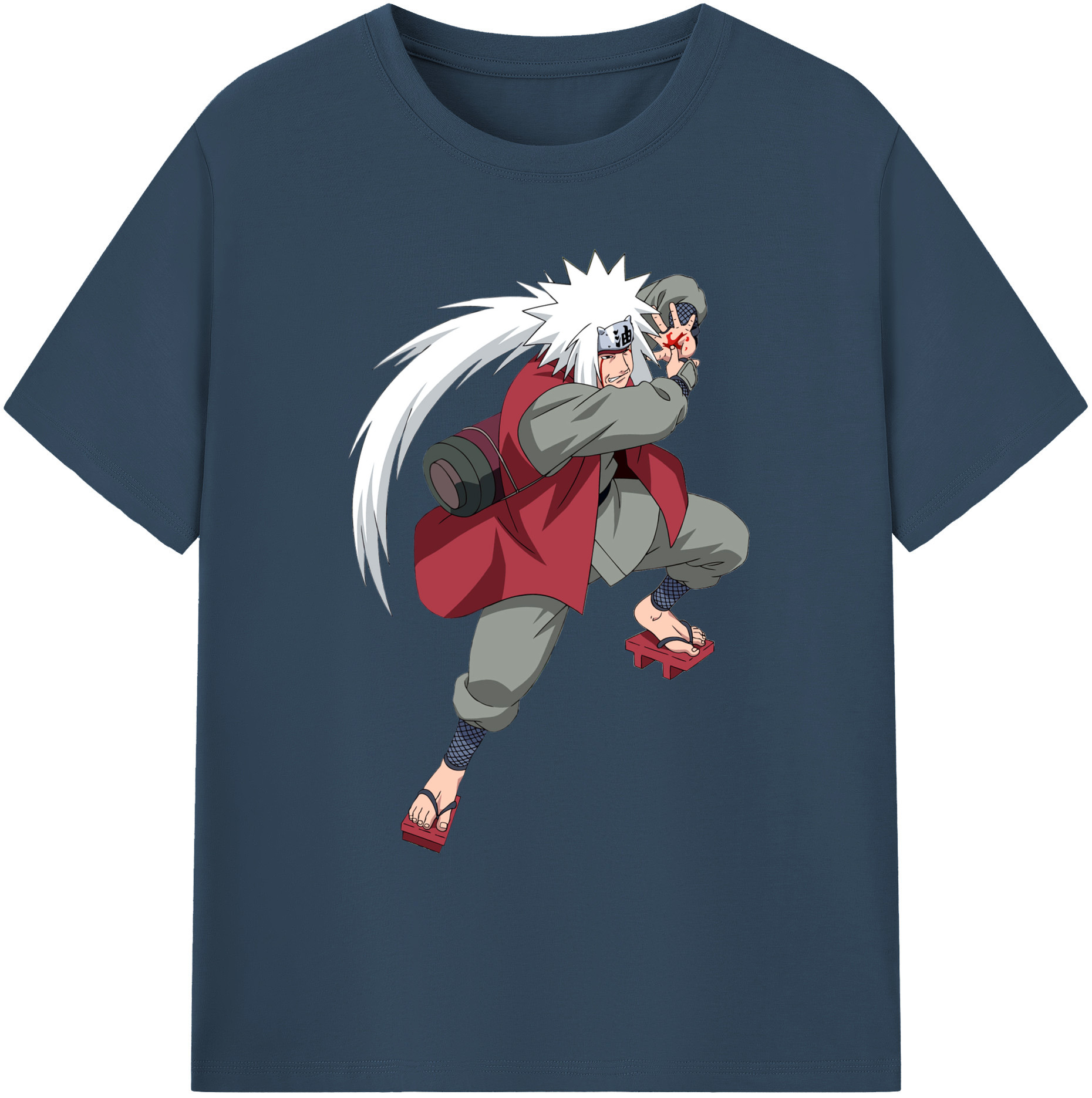 （画像用） NARUTO -ナルト- 自来也（じらいや） Jiraiya 綿100％ メンズ半袖Tシャツ｜肌触りやわらか＆通気性