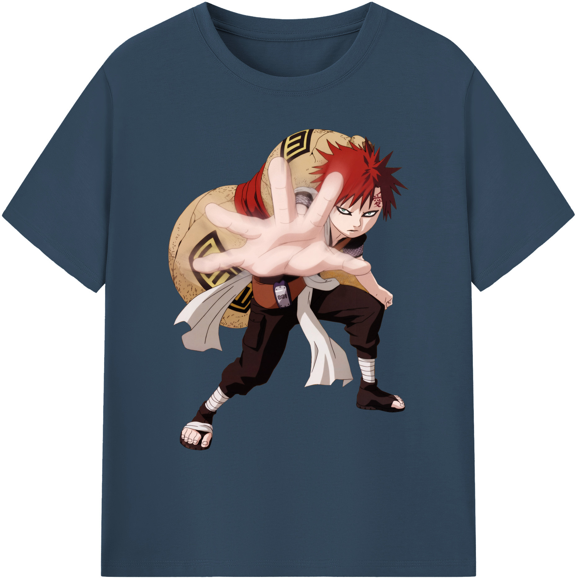 （画像用） NARUTO -ナルト- ガアラ Gaara 綿100％ メンズ半袖Tシャツ｜肌触りやわらか＆通気性