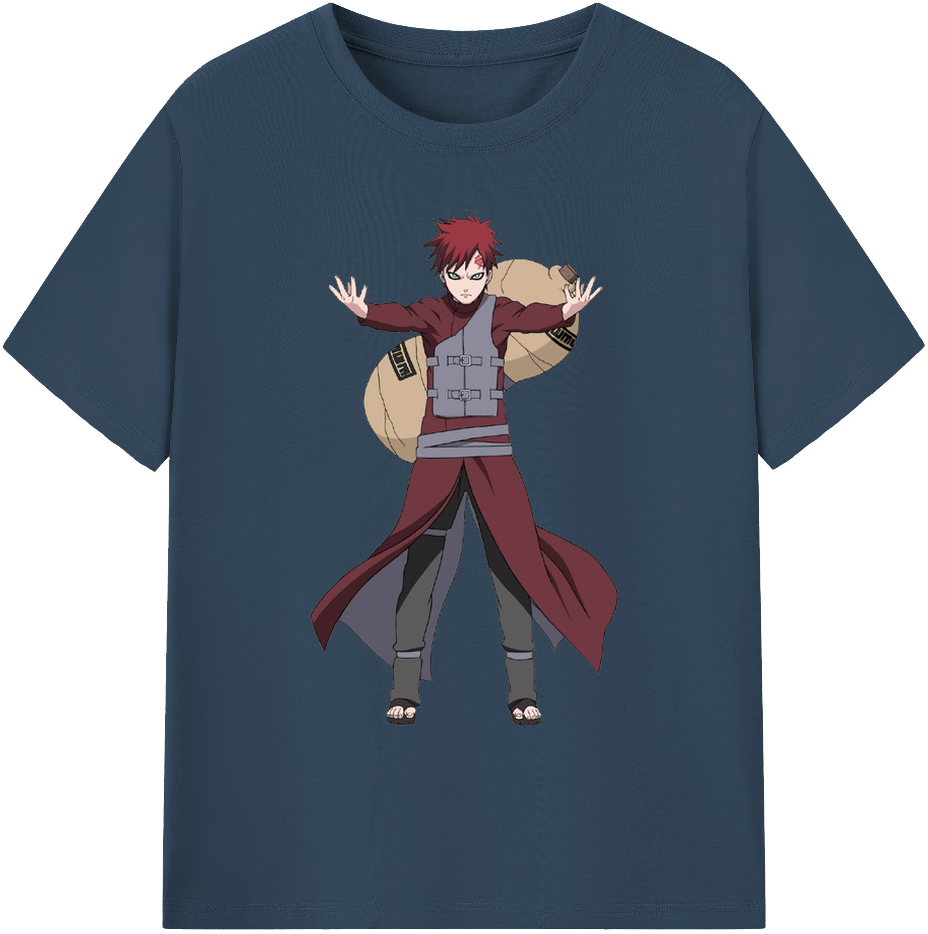 （画像用） NARUTO -ナルト- ガアラ Gaara 綿100％ メンズ半袖Tシャツ｜肌触りやわらか＆通気性