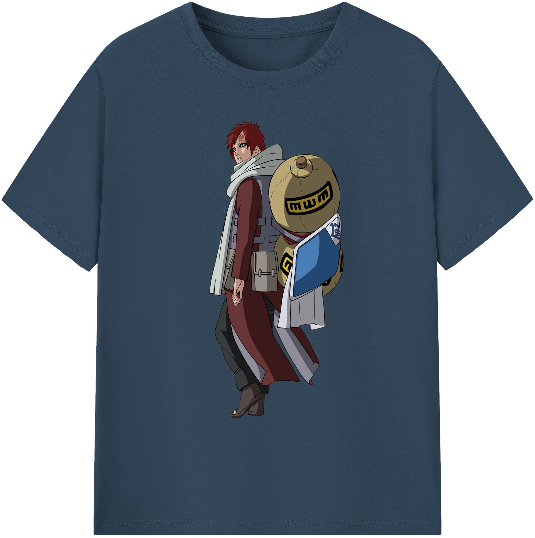 （画像用） NARUTO -ナルト- ガアラ Gaara 綿100％ メンズ半袖Tシャツ｜肌触りやわらか＆通気性