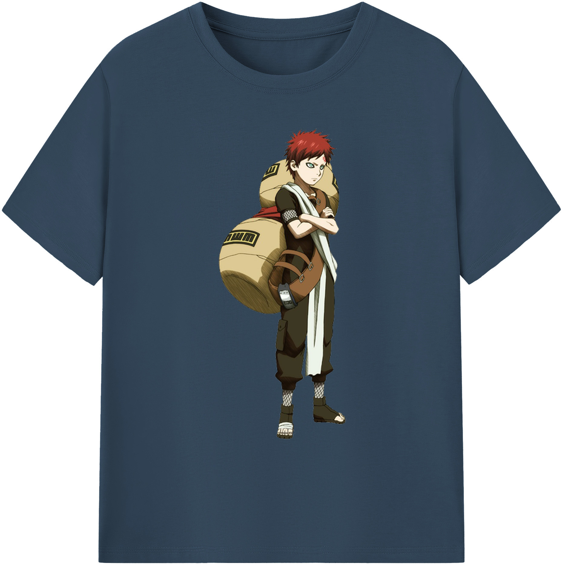 （画像用） NARUTO -ナルト- ガアラ Gaara 綿100％ メンズ半袖Tシャツ｜肌触りやわらか＆通気性