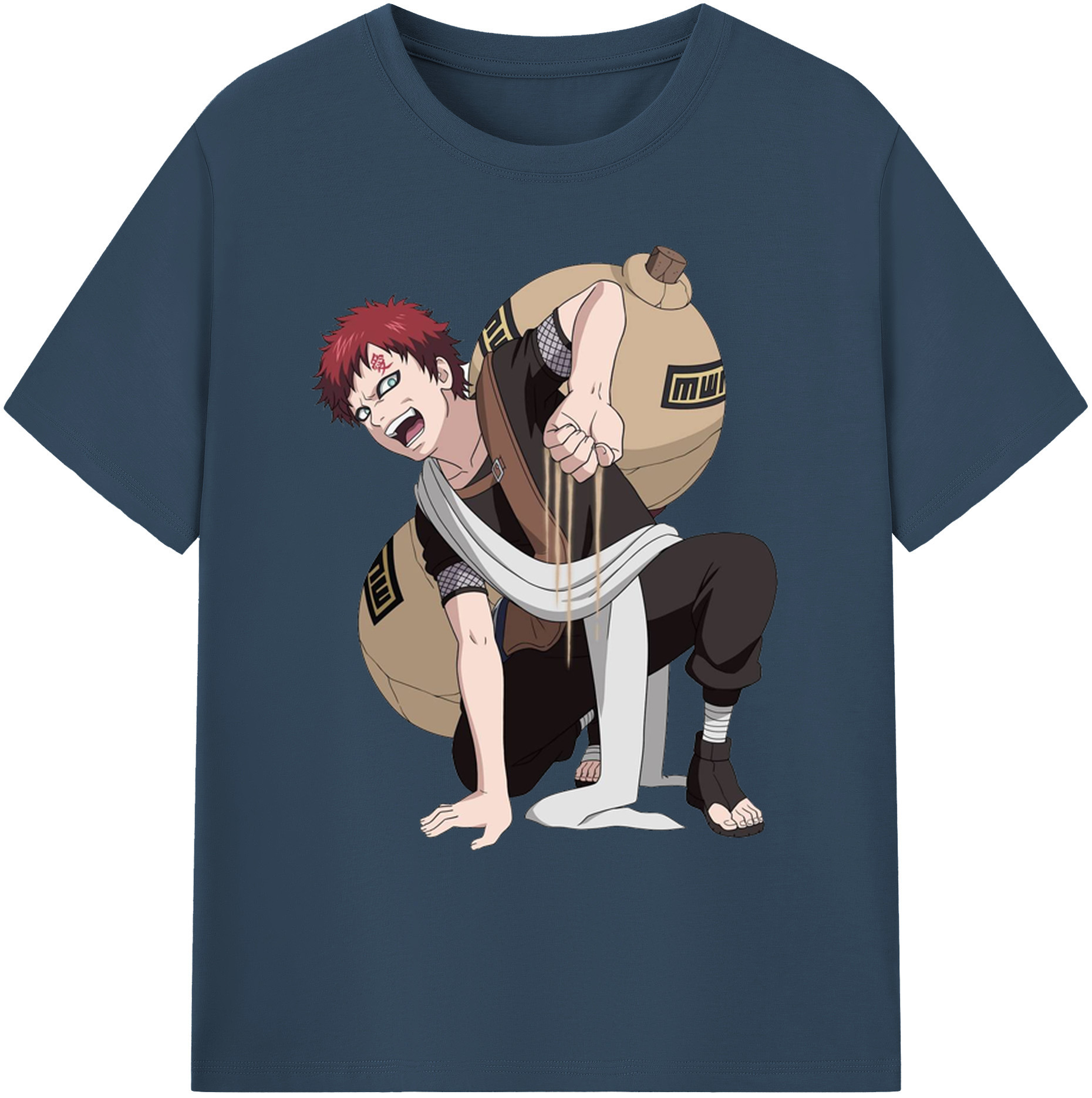 （画像用） NARUTO -ナルト- ガアラ Gaara 綿100％ メンズ半袖Tシャツ｜肌触りやわらか＆通気性