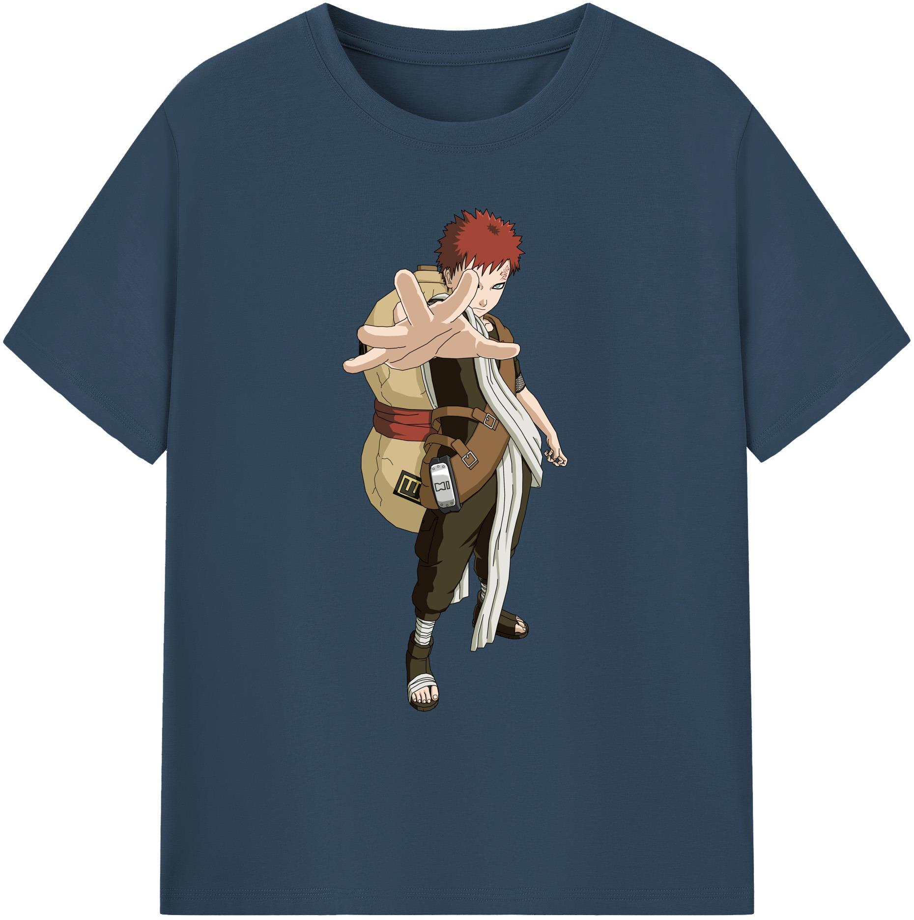（画像用） NARUTO -ナルト- ガアラ Gaara 綿100％ メンズ半袖Tシャツ｜肌触りやわらか＆通気性