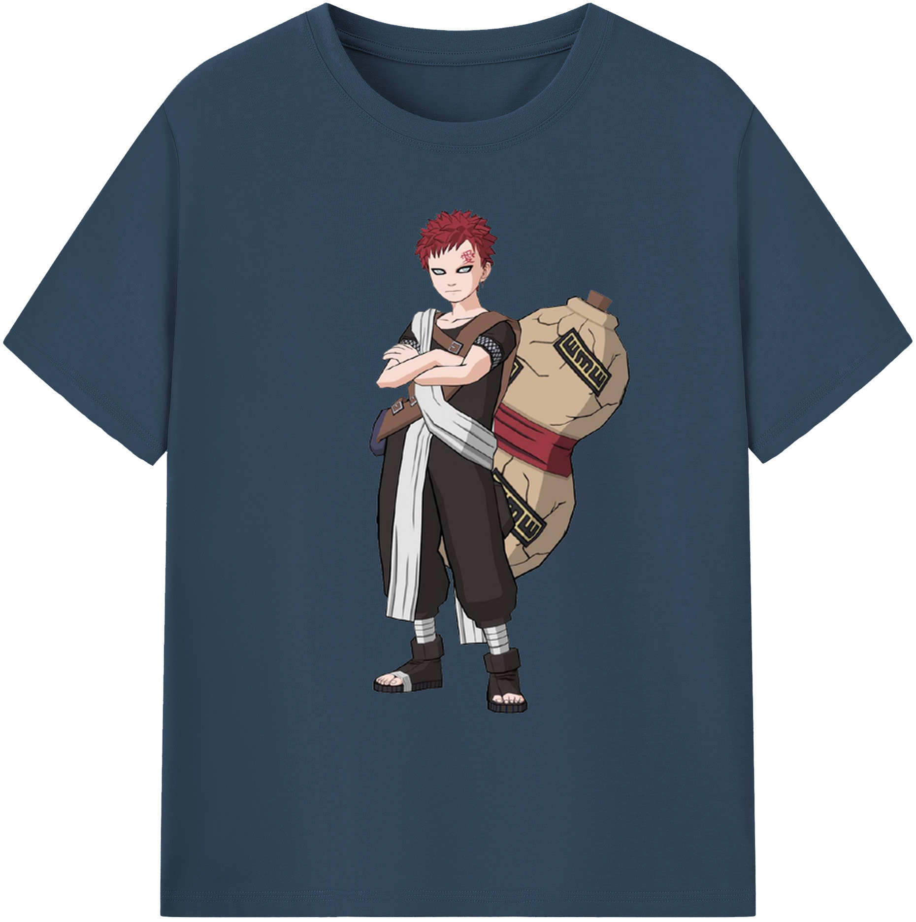 （画像用） NARUTO -ナルト- ガアラ Gaara 綿100％ メンズ半袖Tシャツ｜肌触りやわらか＆通気性