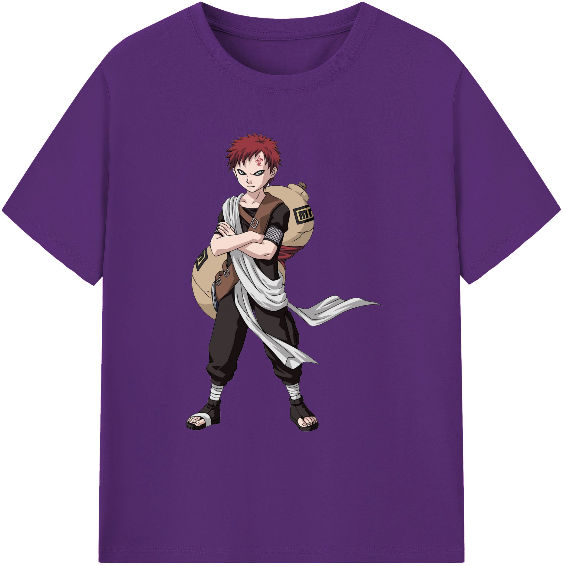 （画像用） NARUTO -ナルト- ガアラ Gaara 綿100％ メンズ半袖Tシャツ｜肌触りやわらか＆通気性
