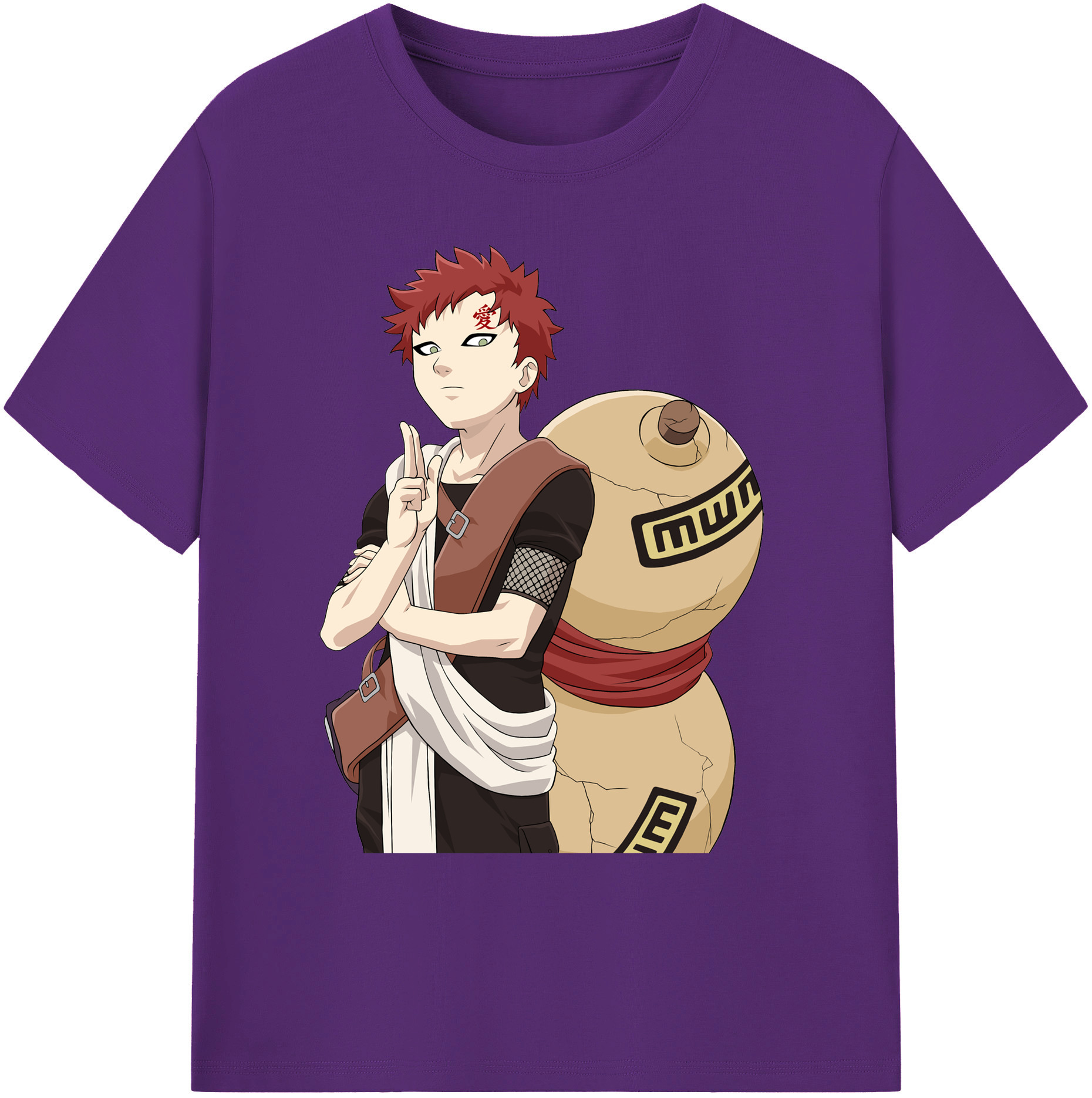 （画像用） NARUTO -ナルト- ガアラ Gaara 綿100％ メンズ半袖Tシャツ｜肌触りやわらか＆通気性