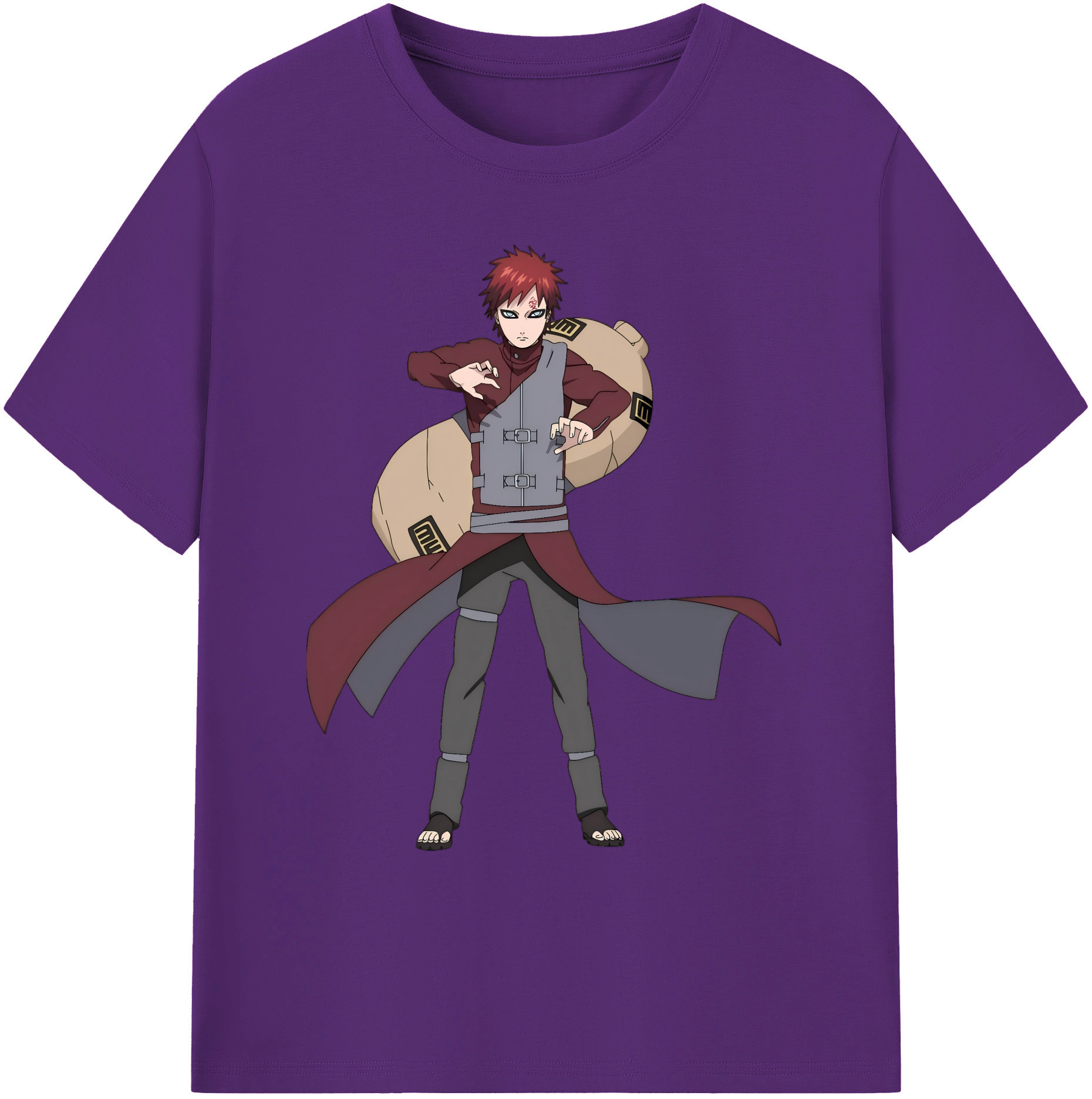 （画像用） NARUTO -ナルト- ガアラ Gaara 綿100％ メンズ半袖Tシャツ｜肌触りやわらか＆通気性