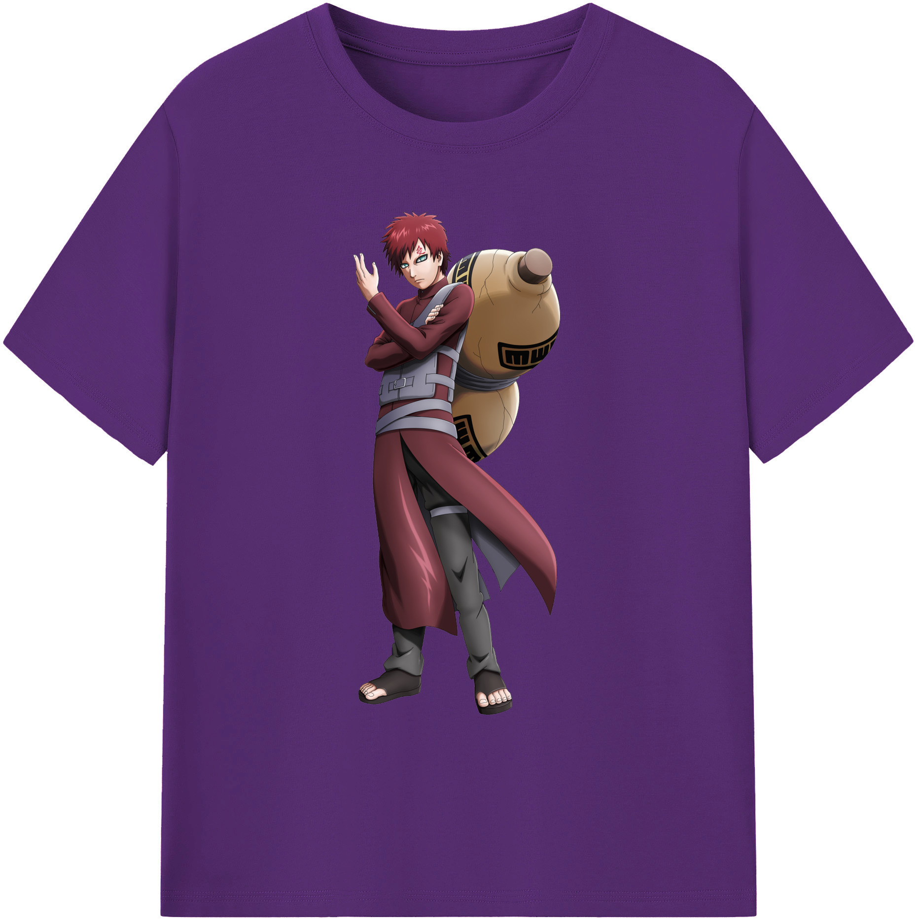 （画像用） NARUTO -ナルト- ガアラ Gaara 綿100％ メンズ半袖Tシャツ｜肌触りやわらか＆通気性