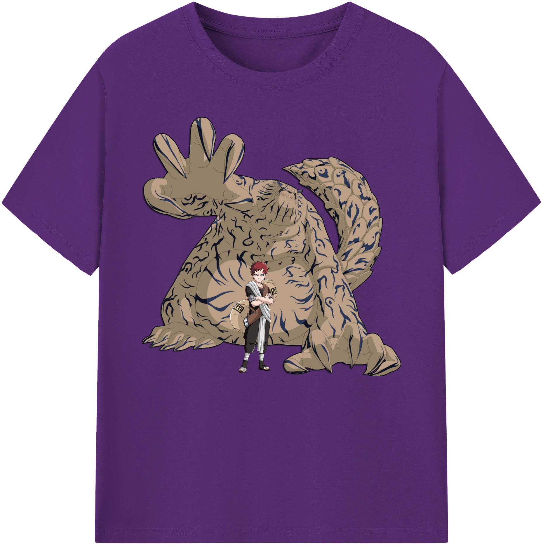 （画像用） NARUTO -ナルト- ガアラ Gaara 綿100％ メンズ半袖Tシャツ｜肌触りやわらか＆通気性
