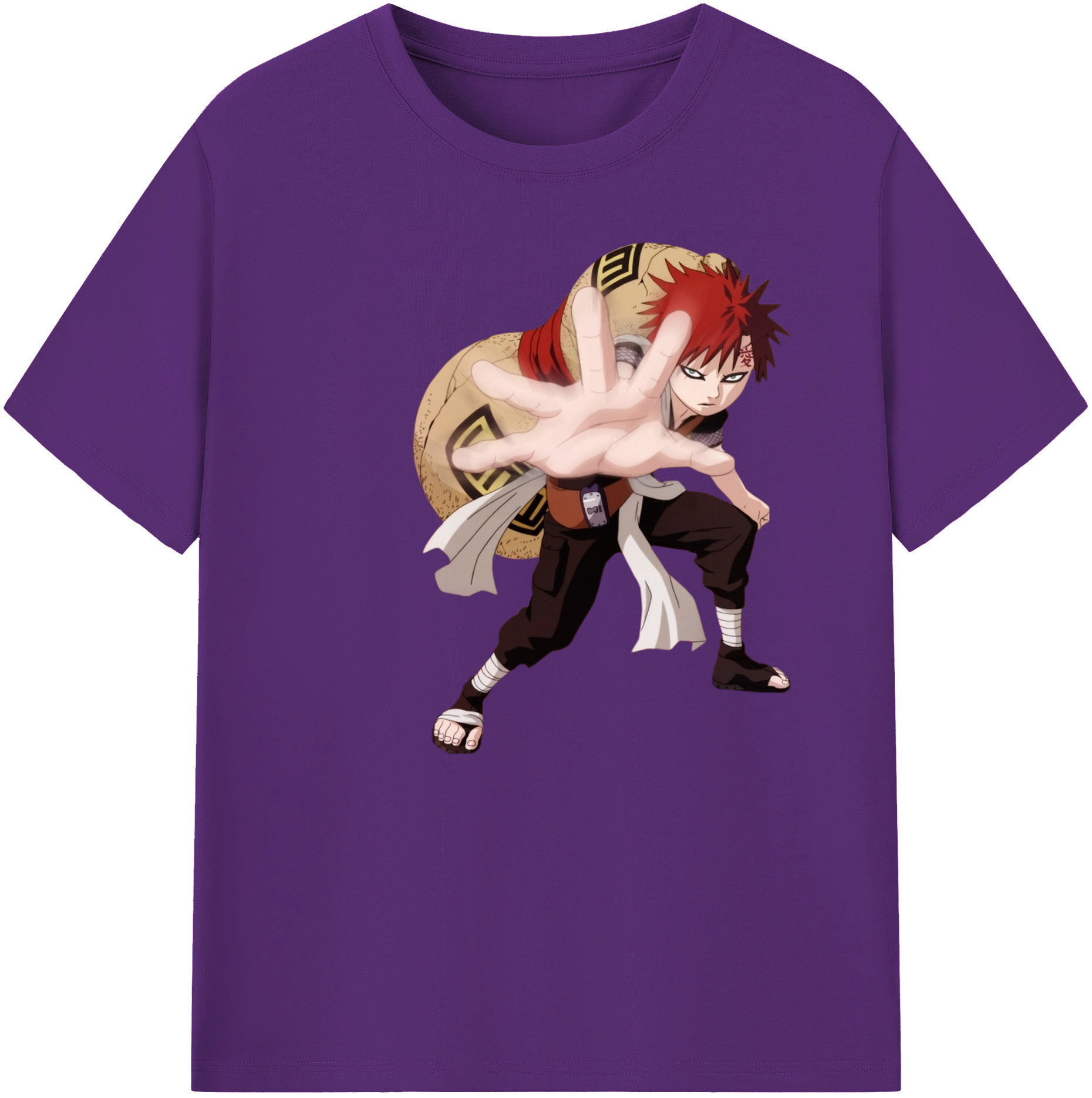 （画像用） NARUTO -ナルト- ガアラ Gaara 綿100％ メンズ半袖Tシャツ｜肌触りやわらか＆通気性