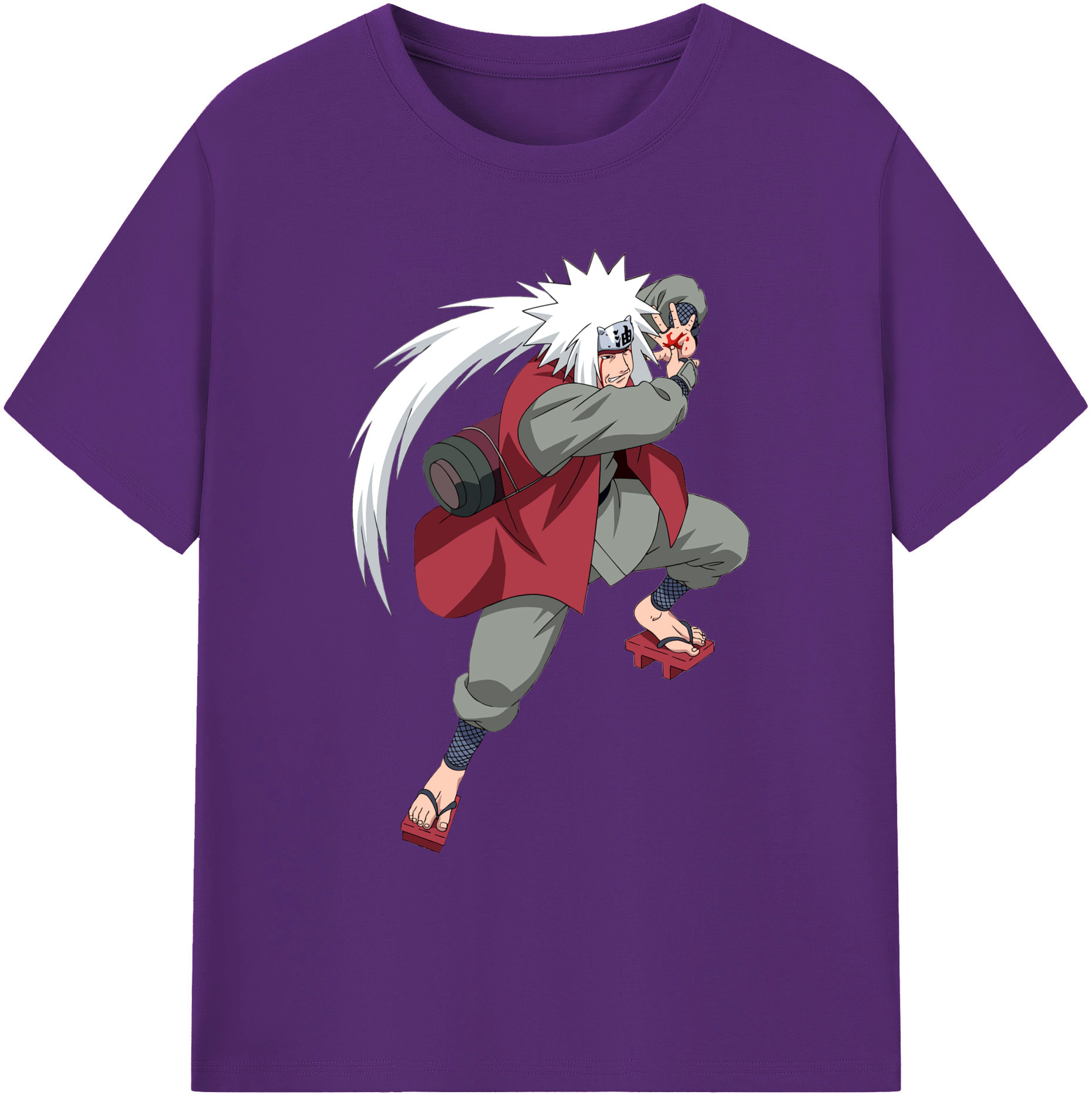 （画像用） NARUTO -ナルト- 自来也（じらいや） Jiraiya 綿100％ メンズ半袖Tシャツ｜肌触りやわらか＆通気性
