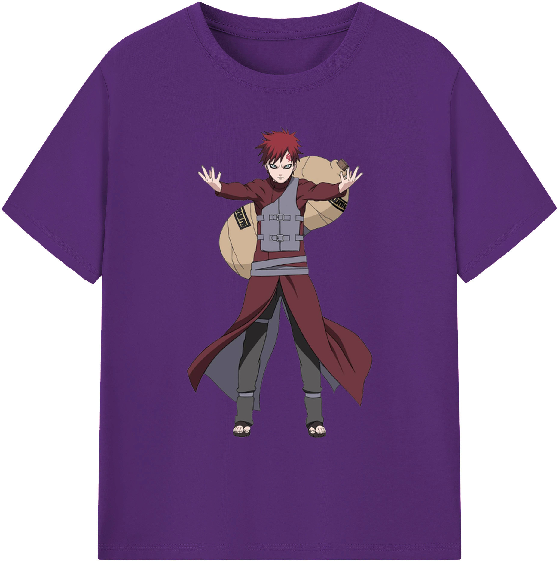 （画像用） NARUTO -ナルト- ガアラ Gaara 綿100％ メンズ半袖Tシャツ｜肌触りやわらか＆通気性