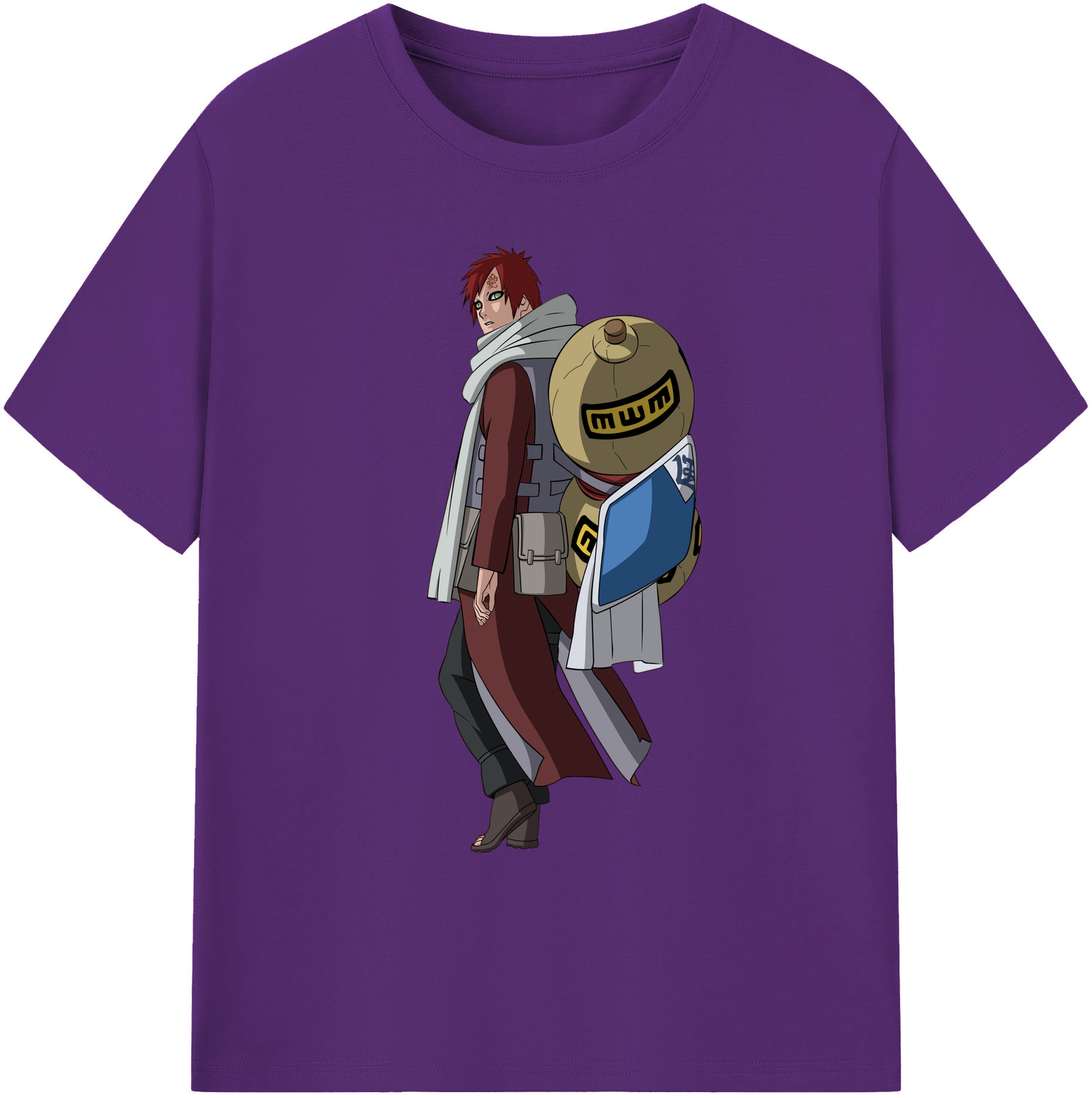（画像用） NARUTO -ナルト- ガアラ Gaara 綿100％ メンズ半袖Tシャツ｜肌触りやわらか＆通気性