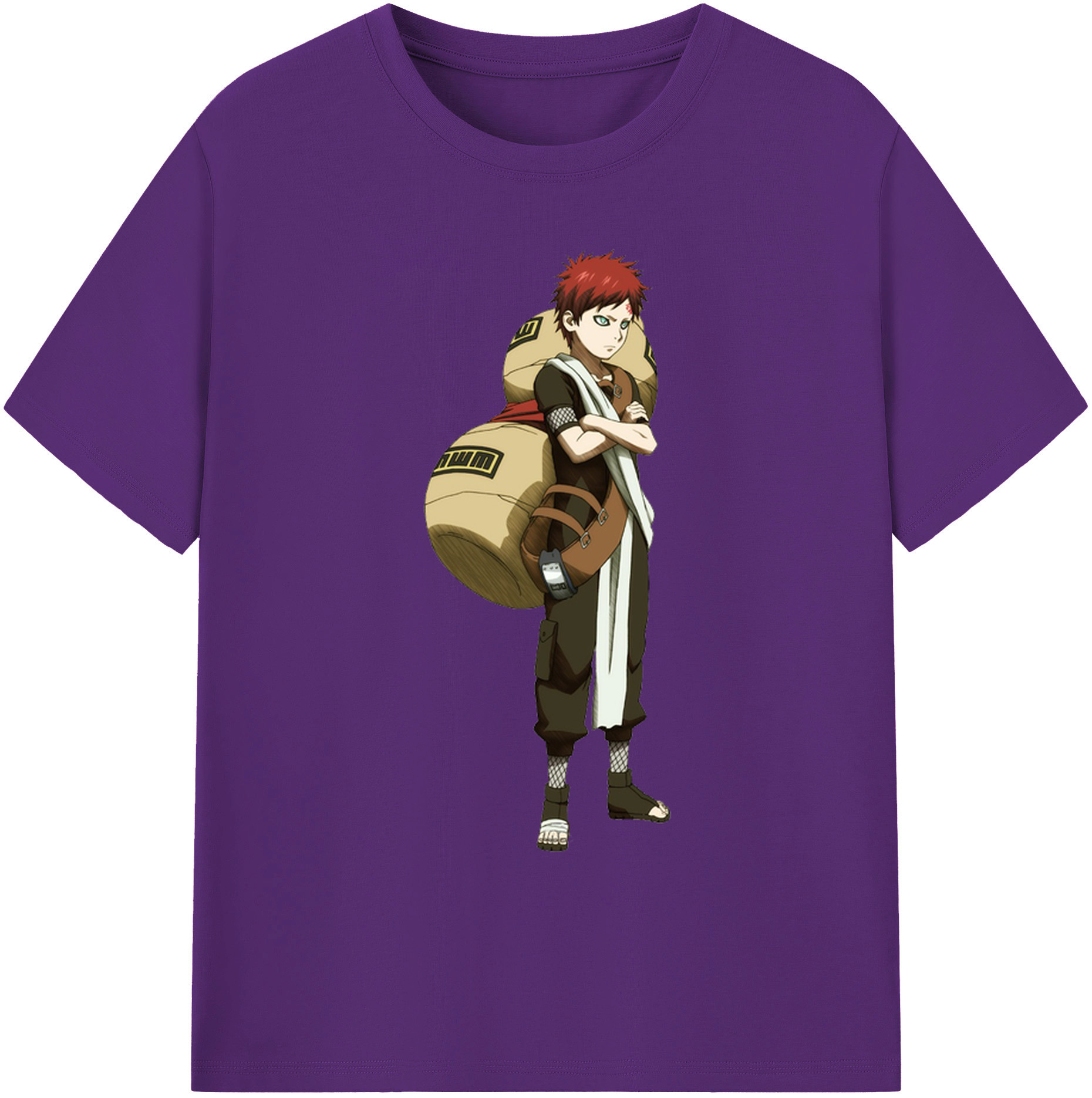 （画像用） NARUTO -ナルト- ガアラ Gaara 綿100％ メンズ半袖Tシャツ｜肌触りやわらか＆通気性