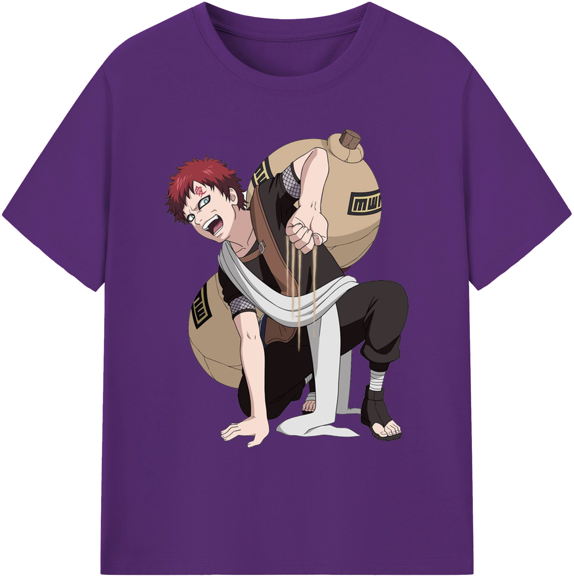 （画像用） NARUTO -ナルト- ガアラ Gaara 綿100％ メンズ半袖Tシャツ｜肌触りやわらか＆通気性