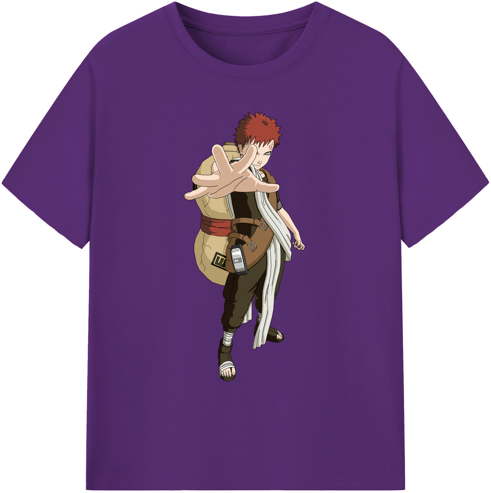 （画像用） NARUTO -ナルト- ガアラ Gaara 綿100％ メンズ半袖Tシャツ｜肌触りやわらか＆通気性
