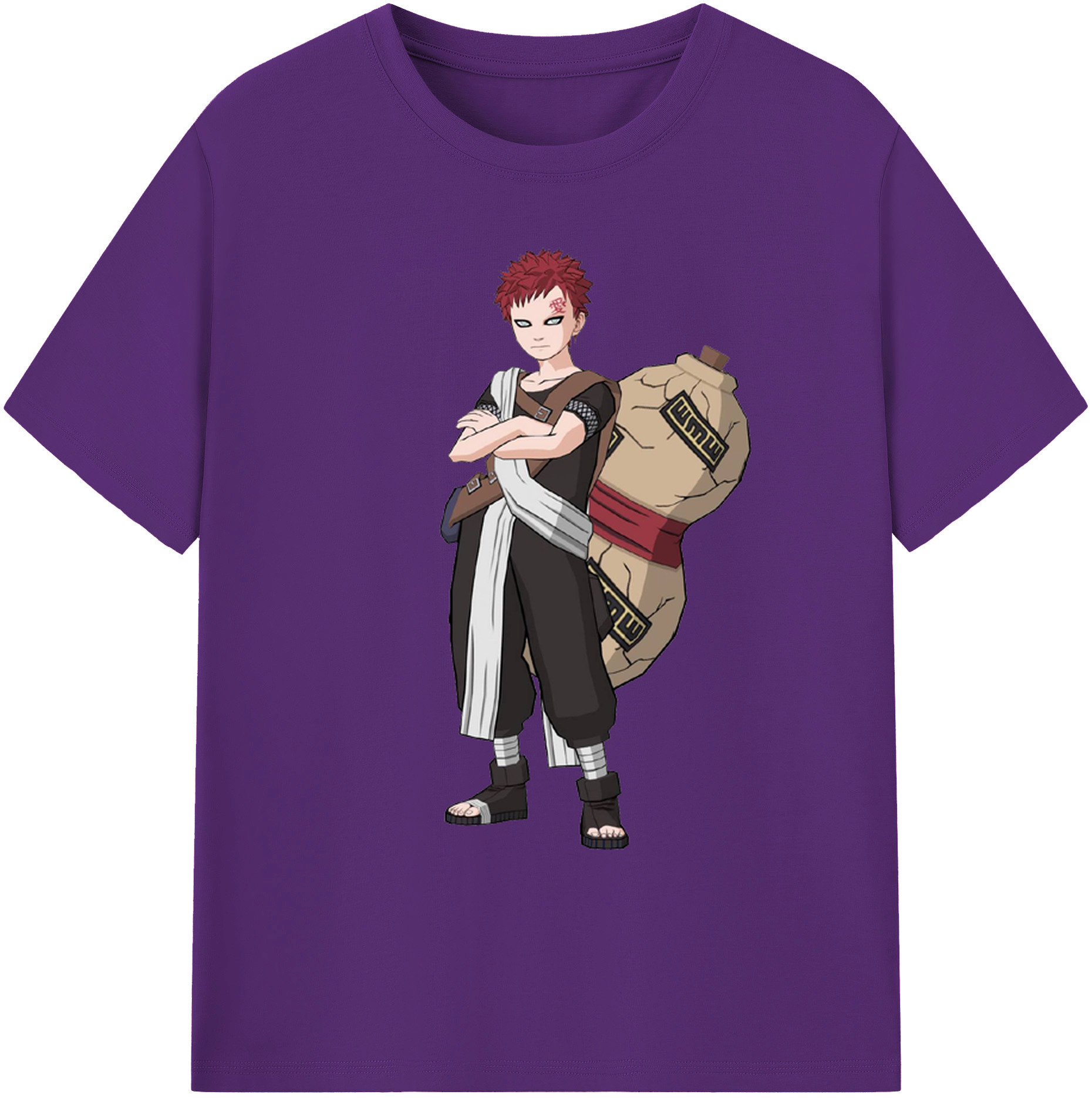 （画像用） NARUTO -ナルト- ガアラ Gaara 綿100％ メンズ半袖Tシャツ｜肌触りやわらか＆通気性