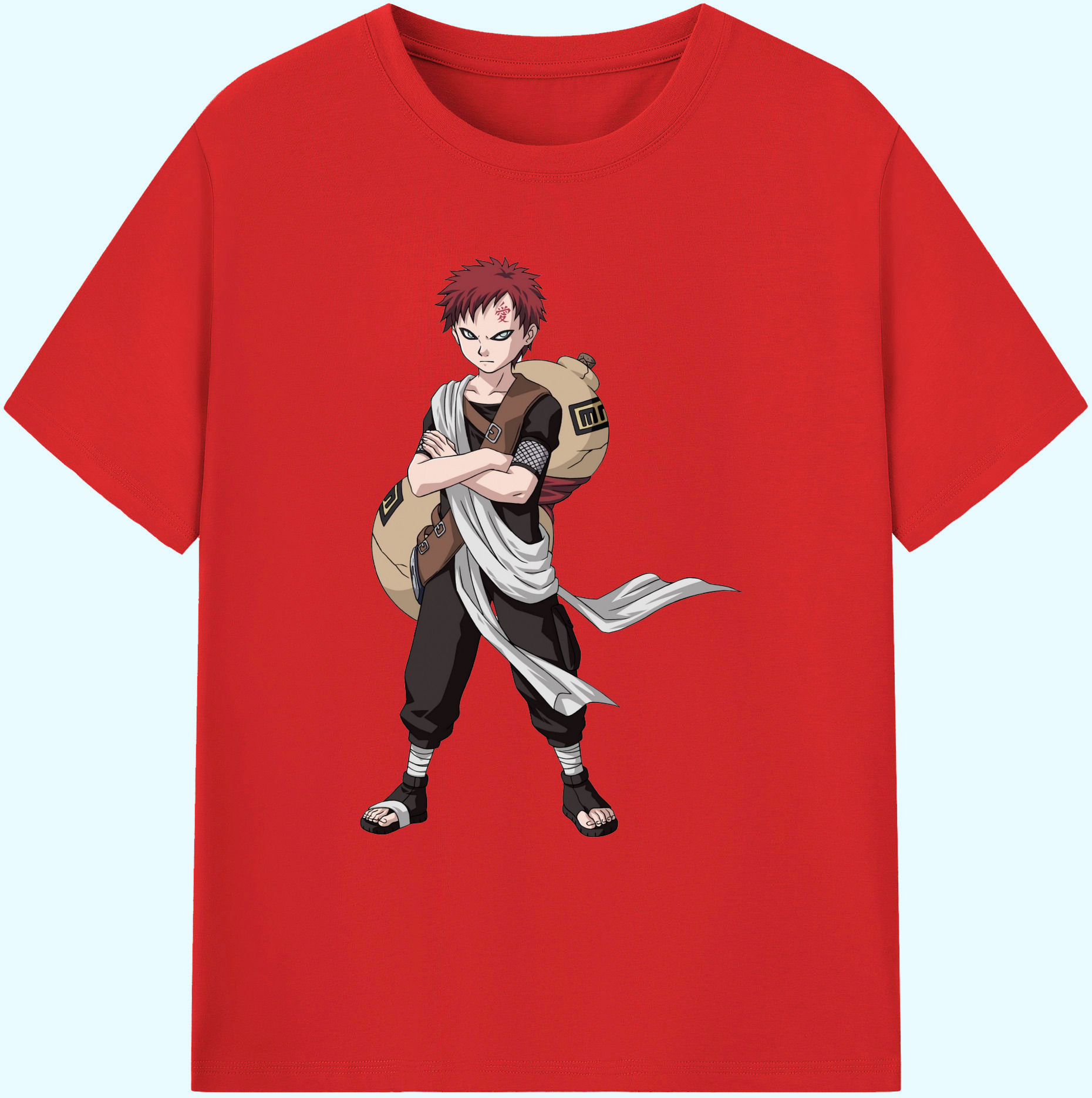 （画像用） NARUTO -ナルト- ガアラ Gaara 綿100％ メンズ半袖Tシャツ｜肌触りやわらか＆通気性