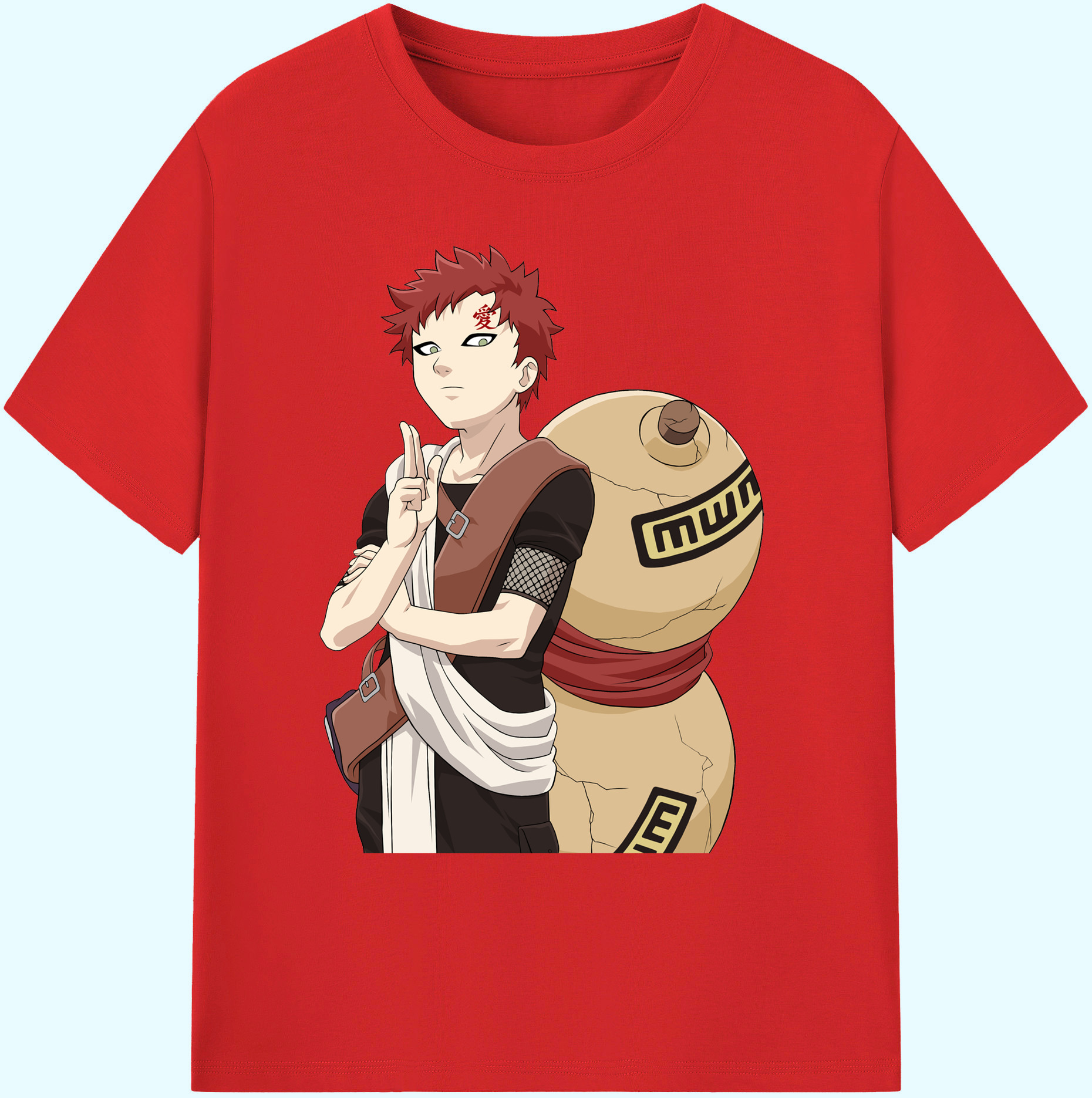（画像用） NARUTO -ナルト- ガアラ Gaara 綿100％ メンズ半袖Tシャツ｜肌触りやわらか＆通気性