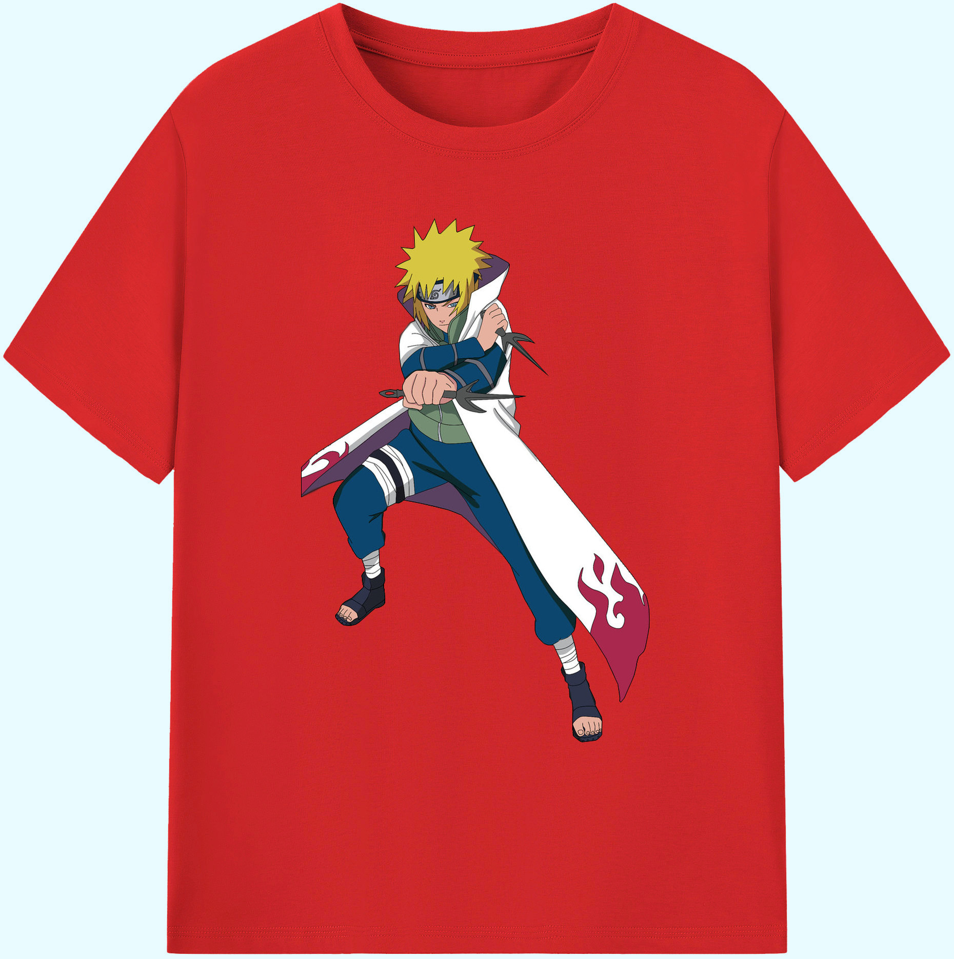 （画像用） NARUTO -ナルト- 波風 ミナト Namikaze Minato 綿100％ メンズ半袖Tシャツ｜肌触りやわらか＆通気性